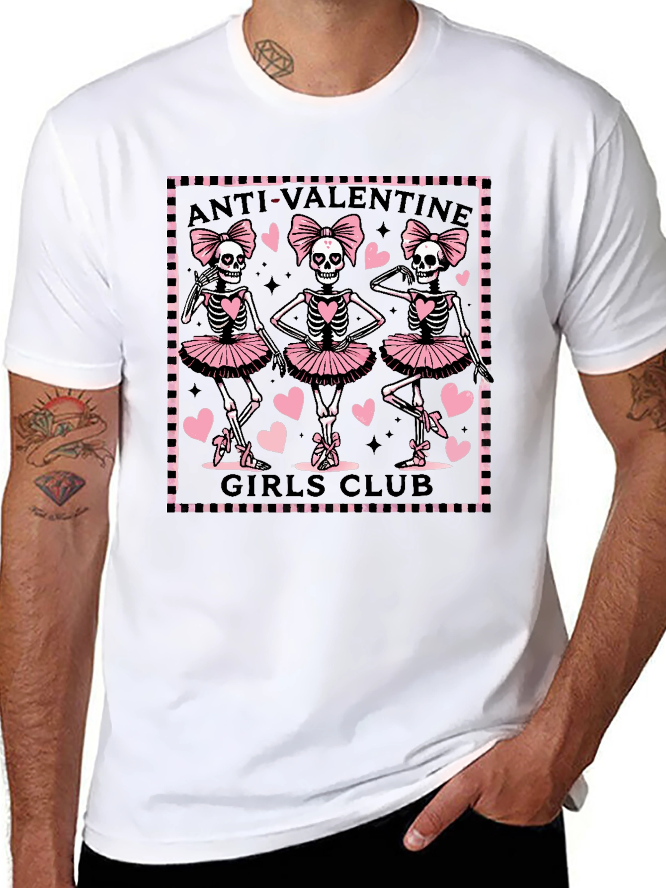 Anti-Valentine Skeleton Girls Club Graphic Tee
