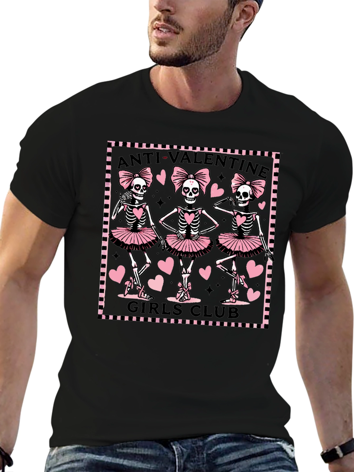 Anti-Valentine Skeleton Girls Club Graphic Tee