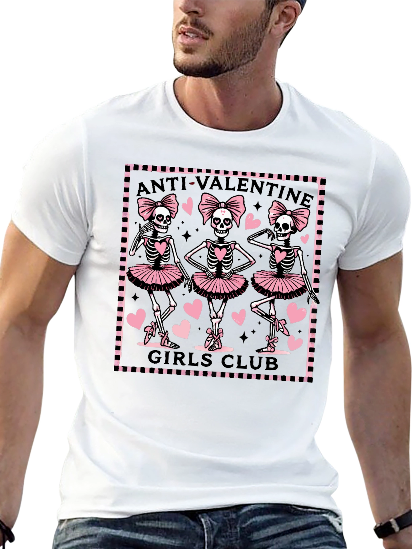 Anti-Valentine Skeleton Girls Club Graphic Tee