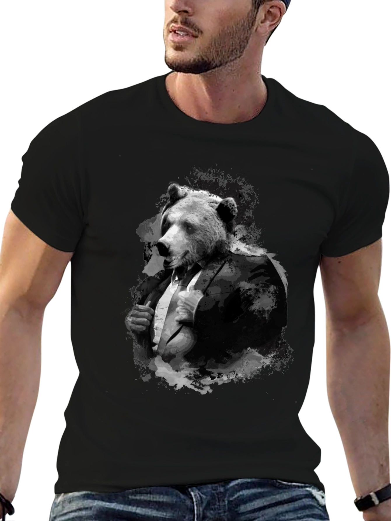 Bear in Suit T-Shirt - Menswear Animal Graphic Tee