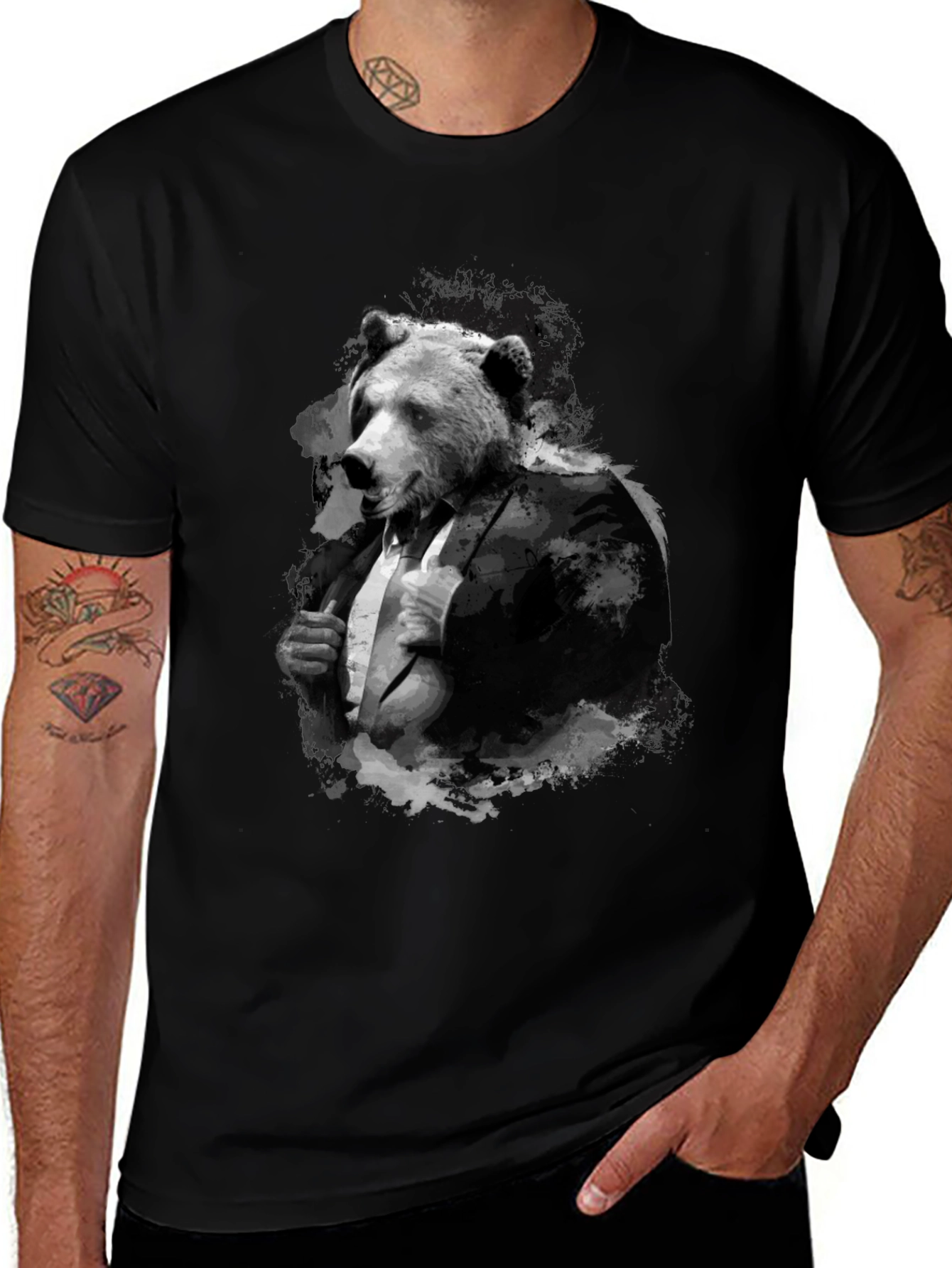 Bear in Suit T-Shirt - Menswear Animal Graphic Tee