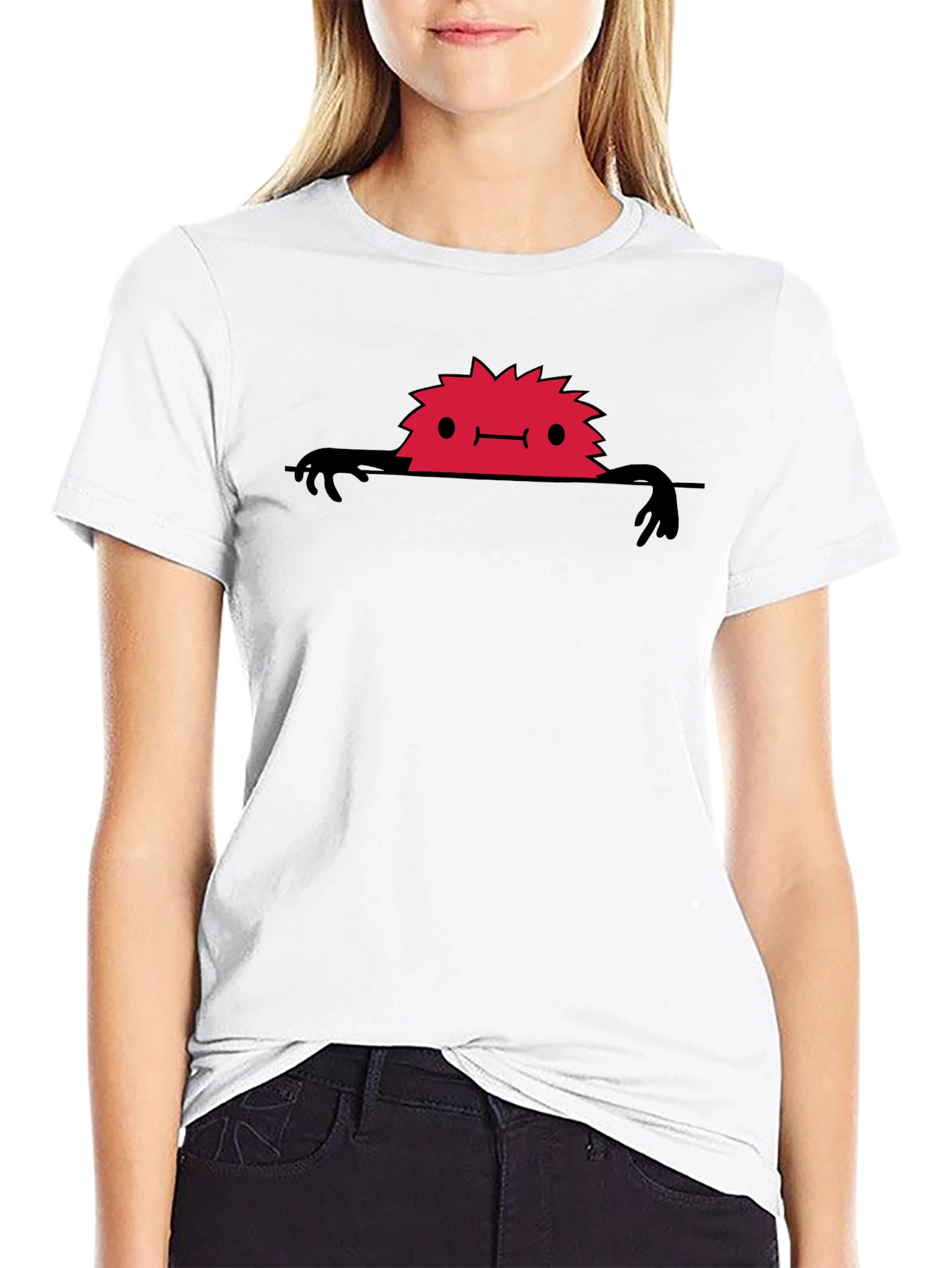 Red Monster Peek-a-Boo Graphic T-Shirt