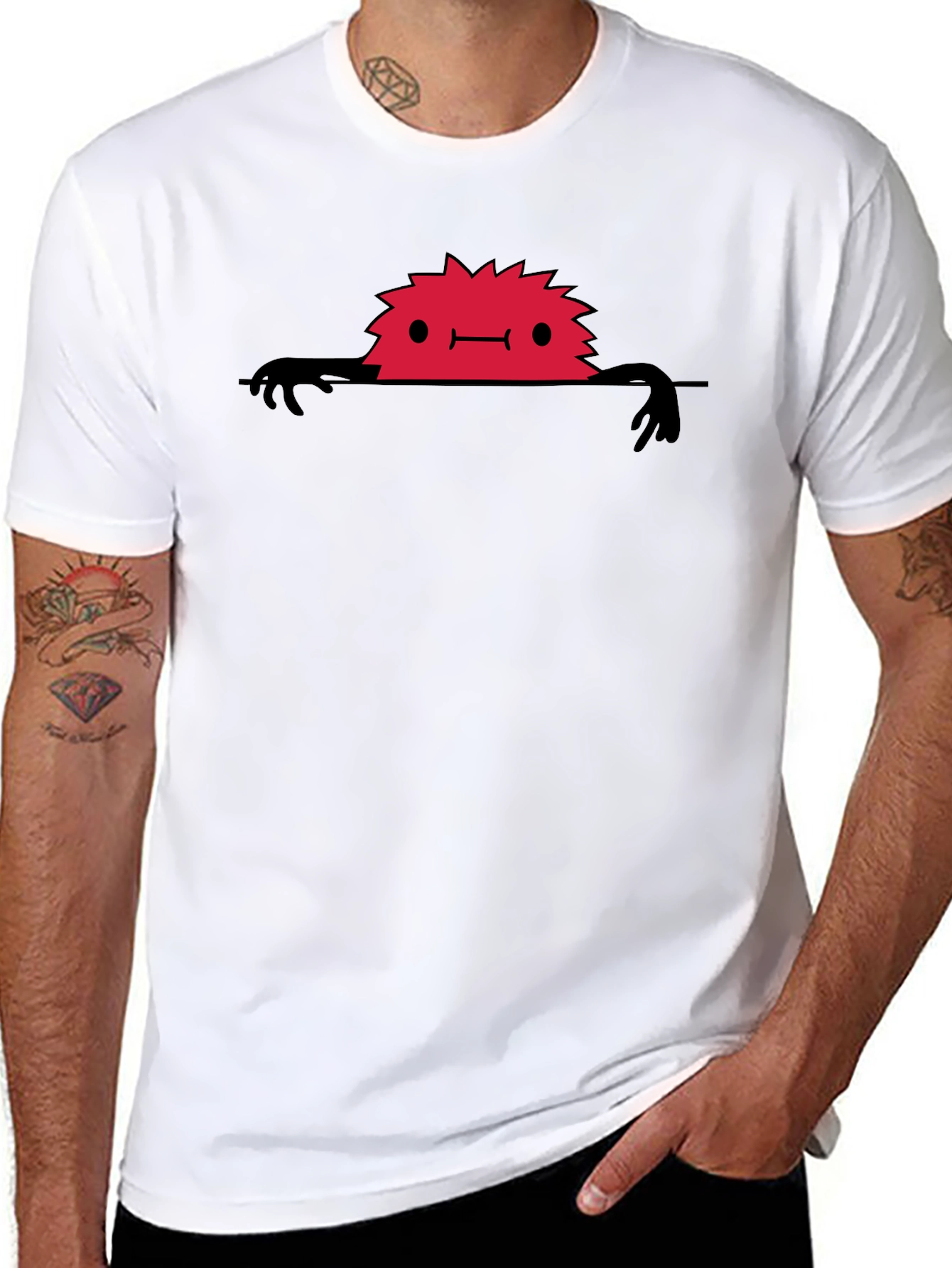 Red Monster Peek-a-Boo Graphic T-Shirt