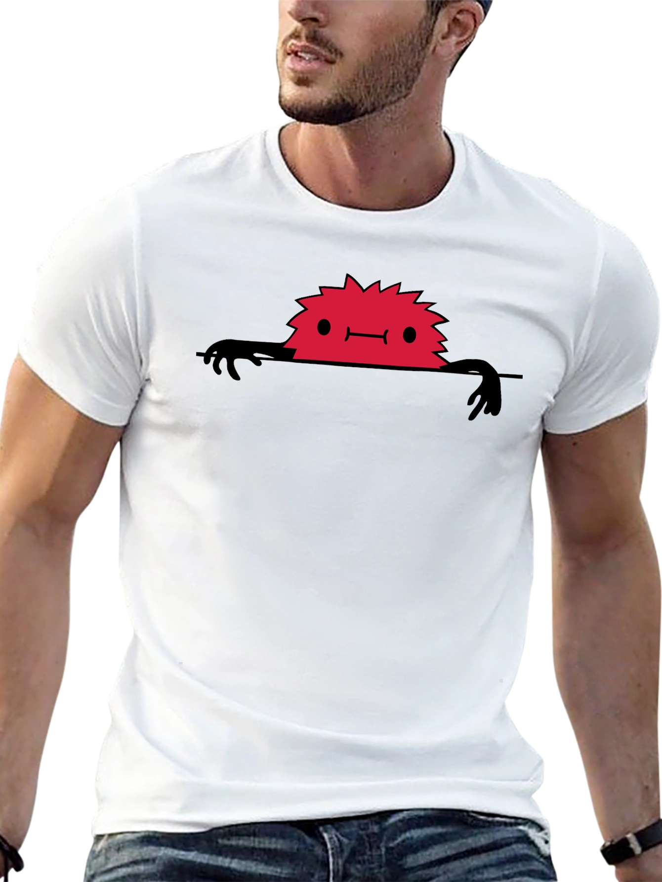 Red Monster Peek-a-Boo Graphic T-Shirt