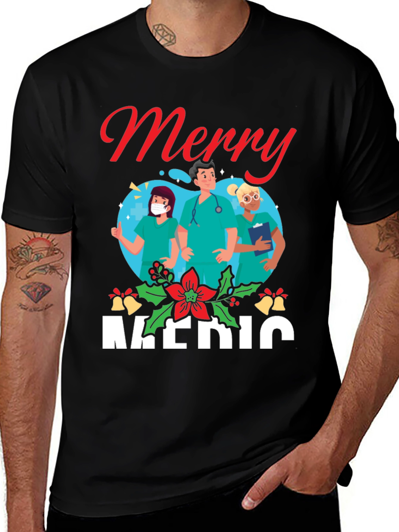 Merry Medic Christmas Graphic Tee