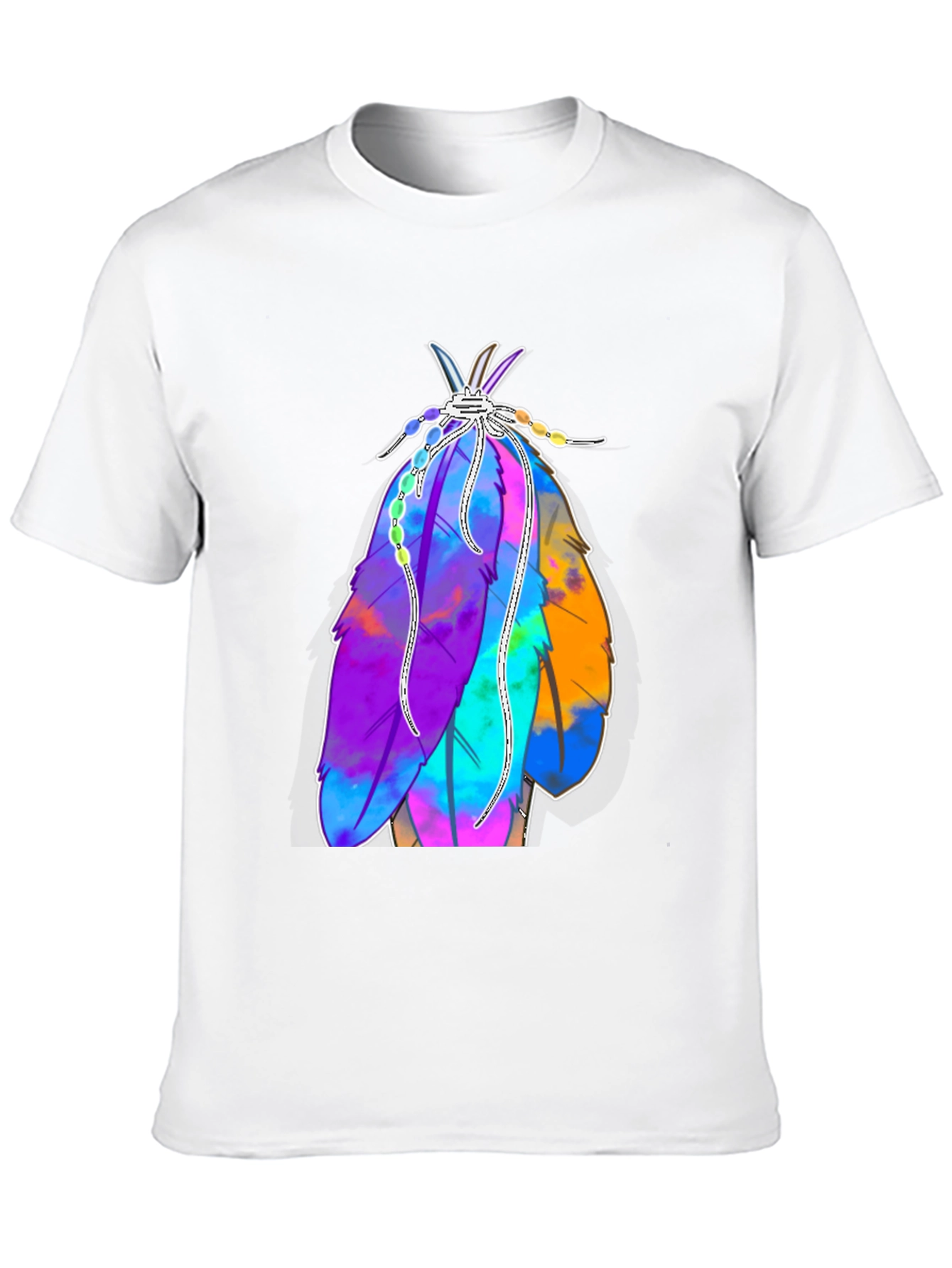 Vibrant Feather Graphic Tee - Casual Style