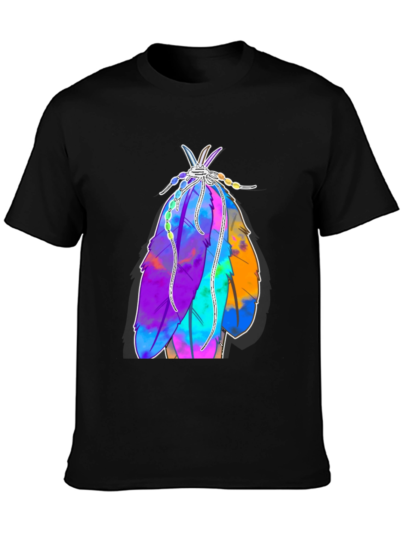 Vibrant Feather Graphic Tee - Casual Style