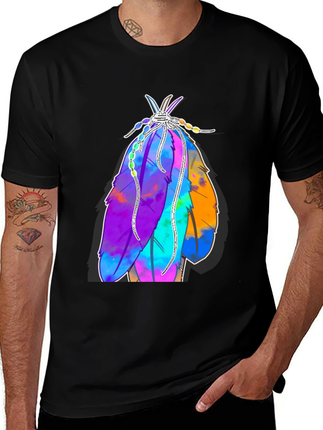 Vibrant Feather Graphic Tee - Casual Style