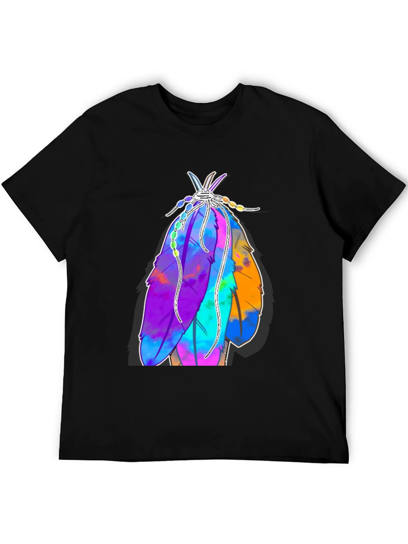 Vibrant Feather Graphic Tee - Casual Style