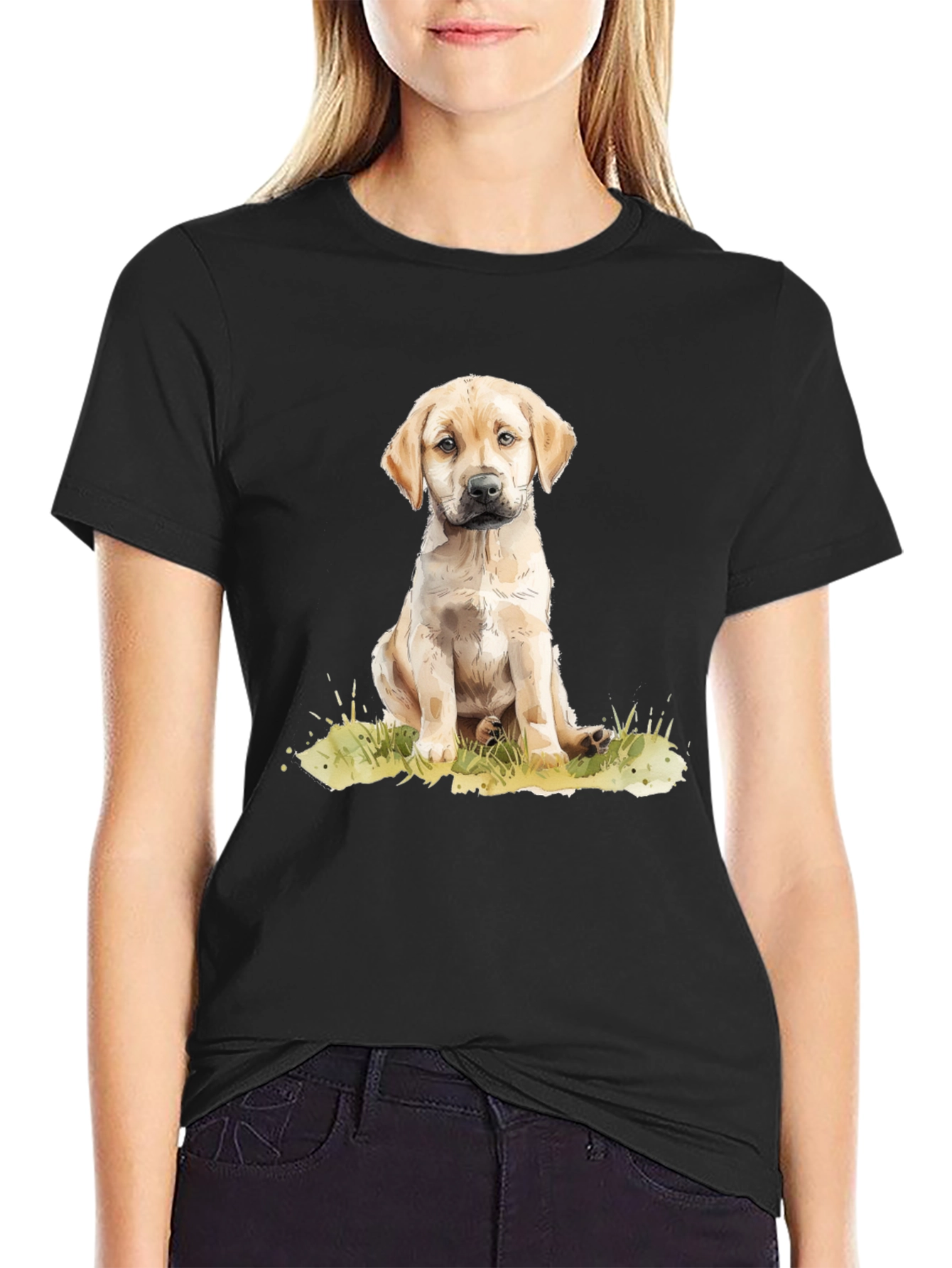 Cute Puppy Dog Graphic Tee - Black Unisex T-Shirt