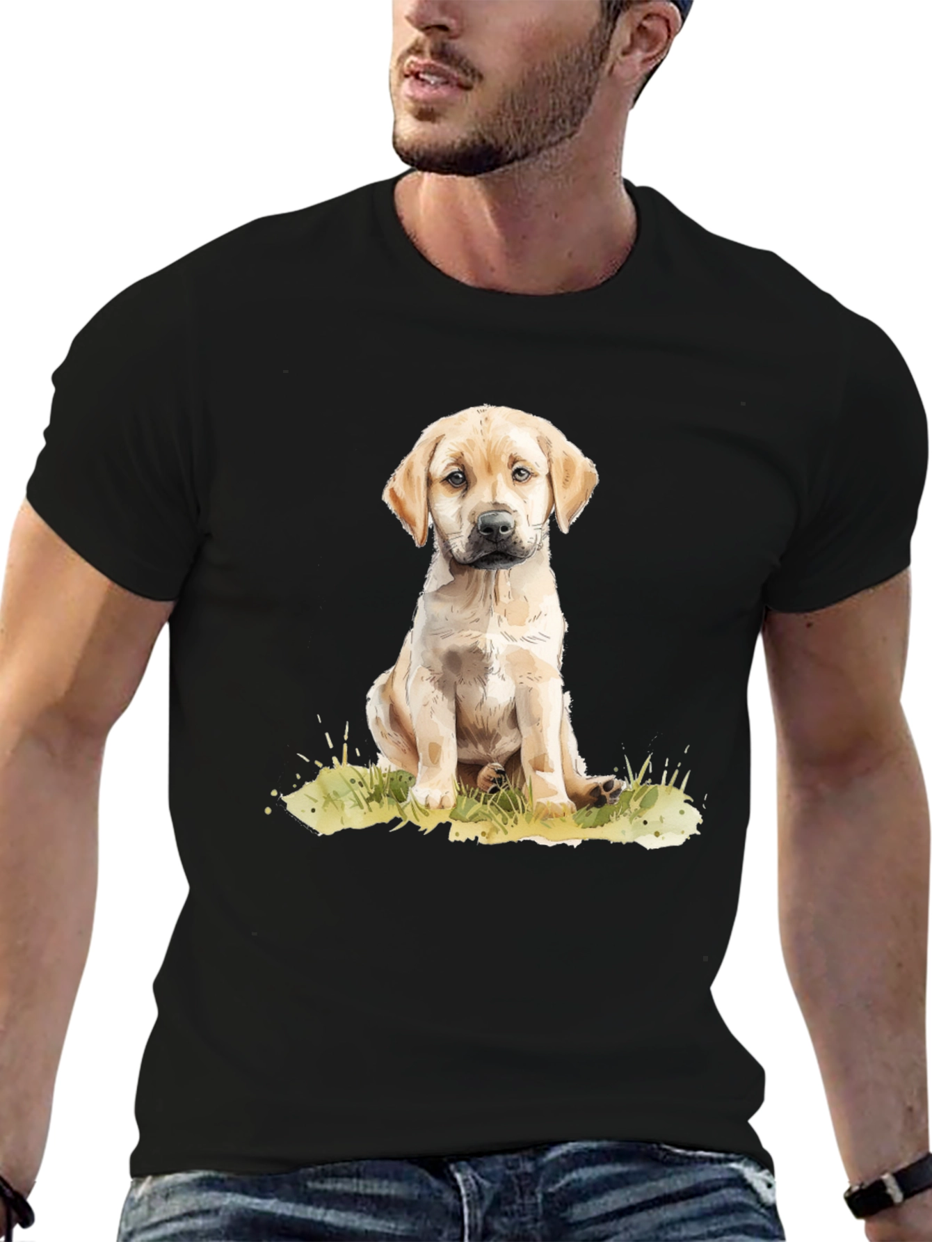 Cute Puppy Dog Graphic Tee - Black Unisex T-Shirt