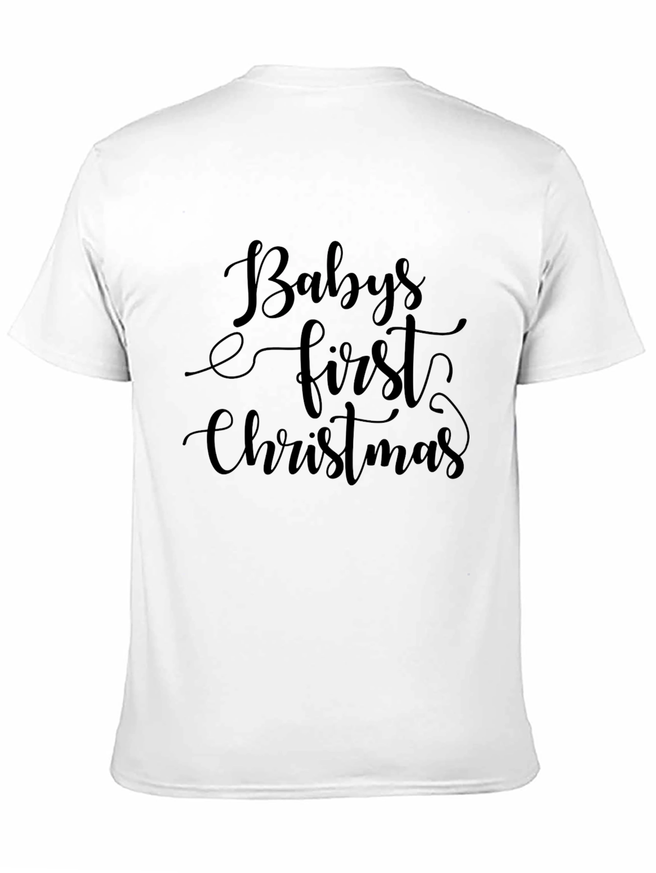 Babys First Christmas Black Crewneck T-Shirt