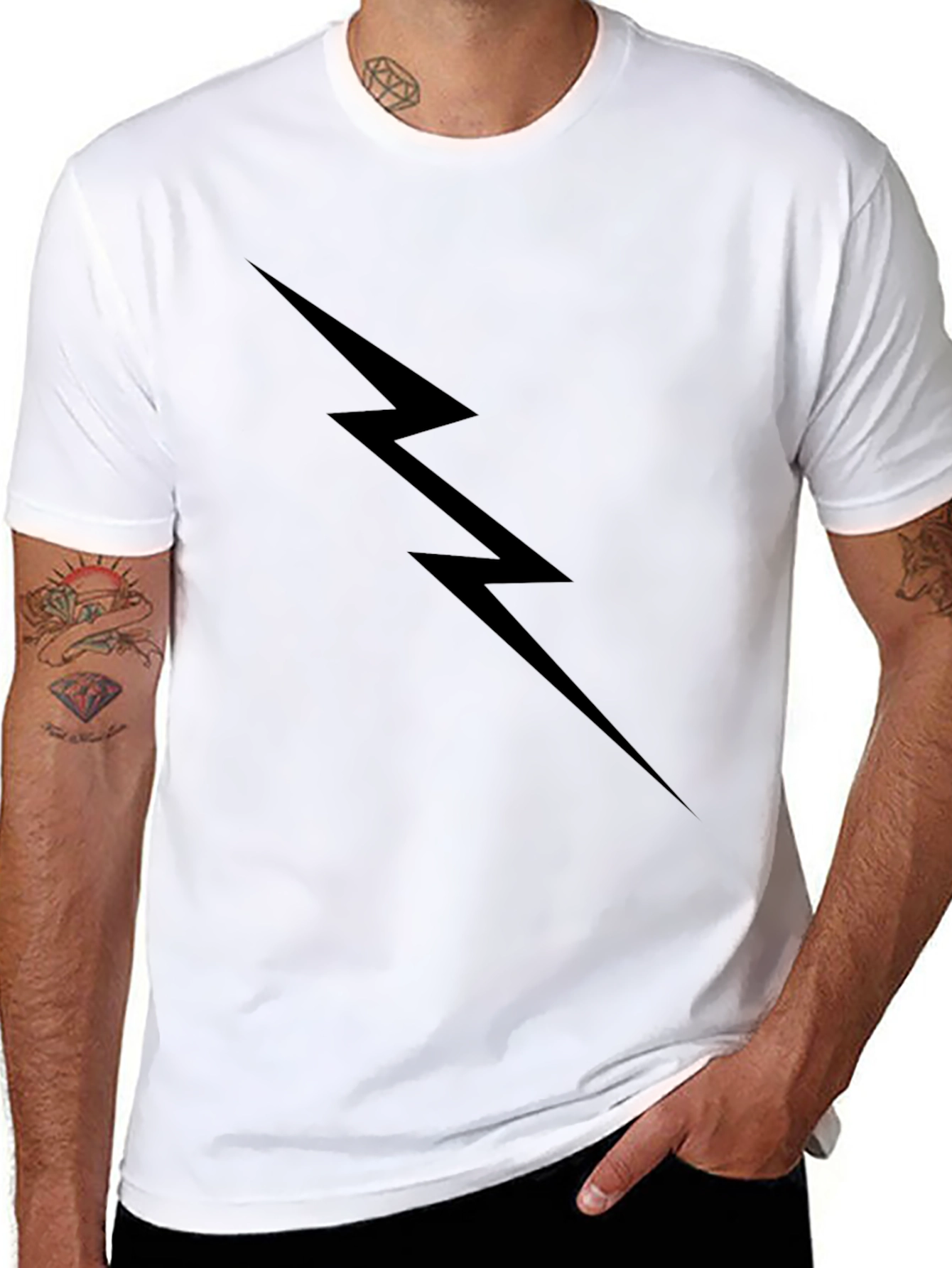 Black Lightning Bolt Graphic Tee - Mens Fashion