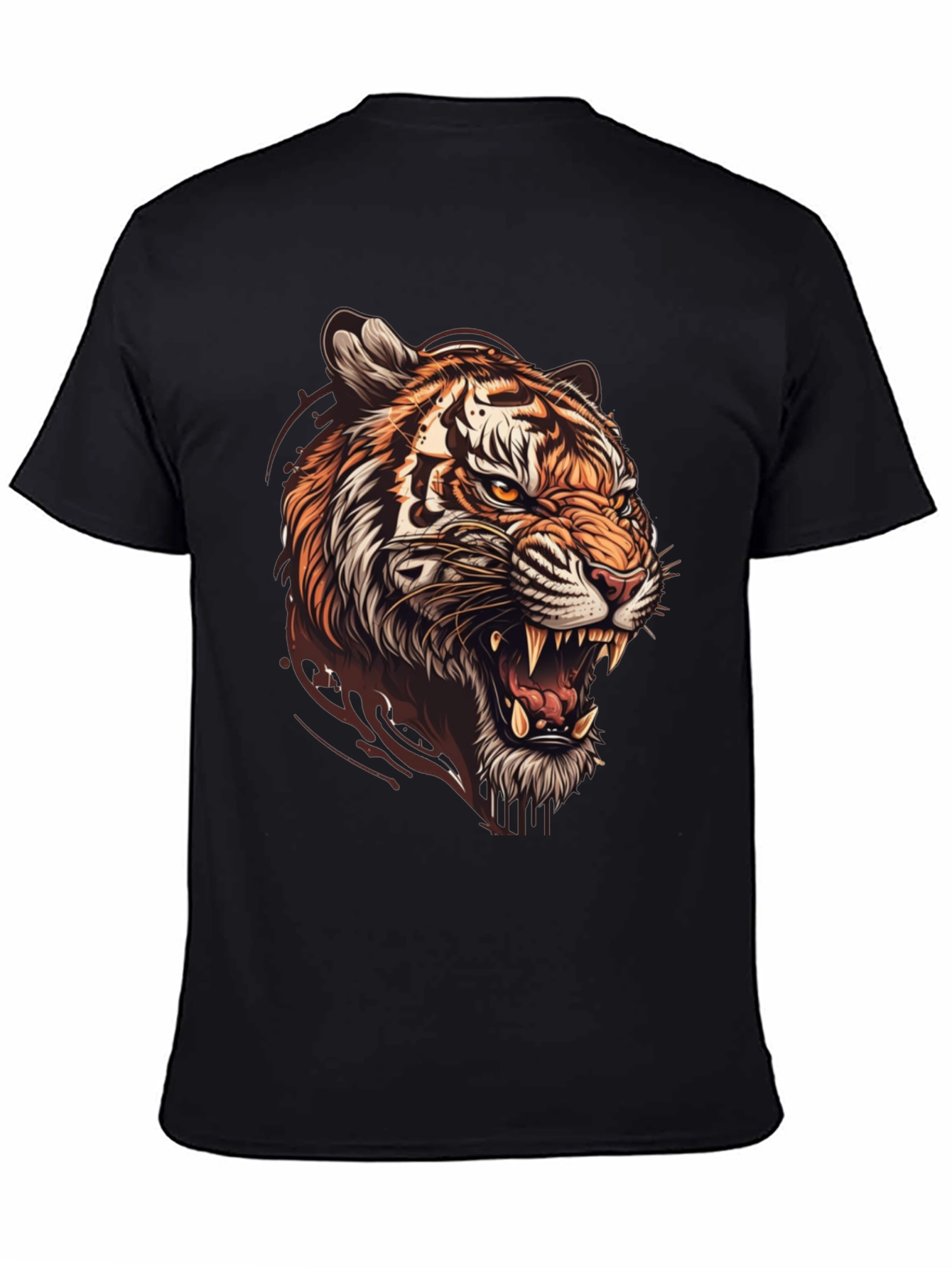 Tiger Graphic Print Mens Black T-Shirt