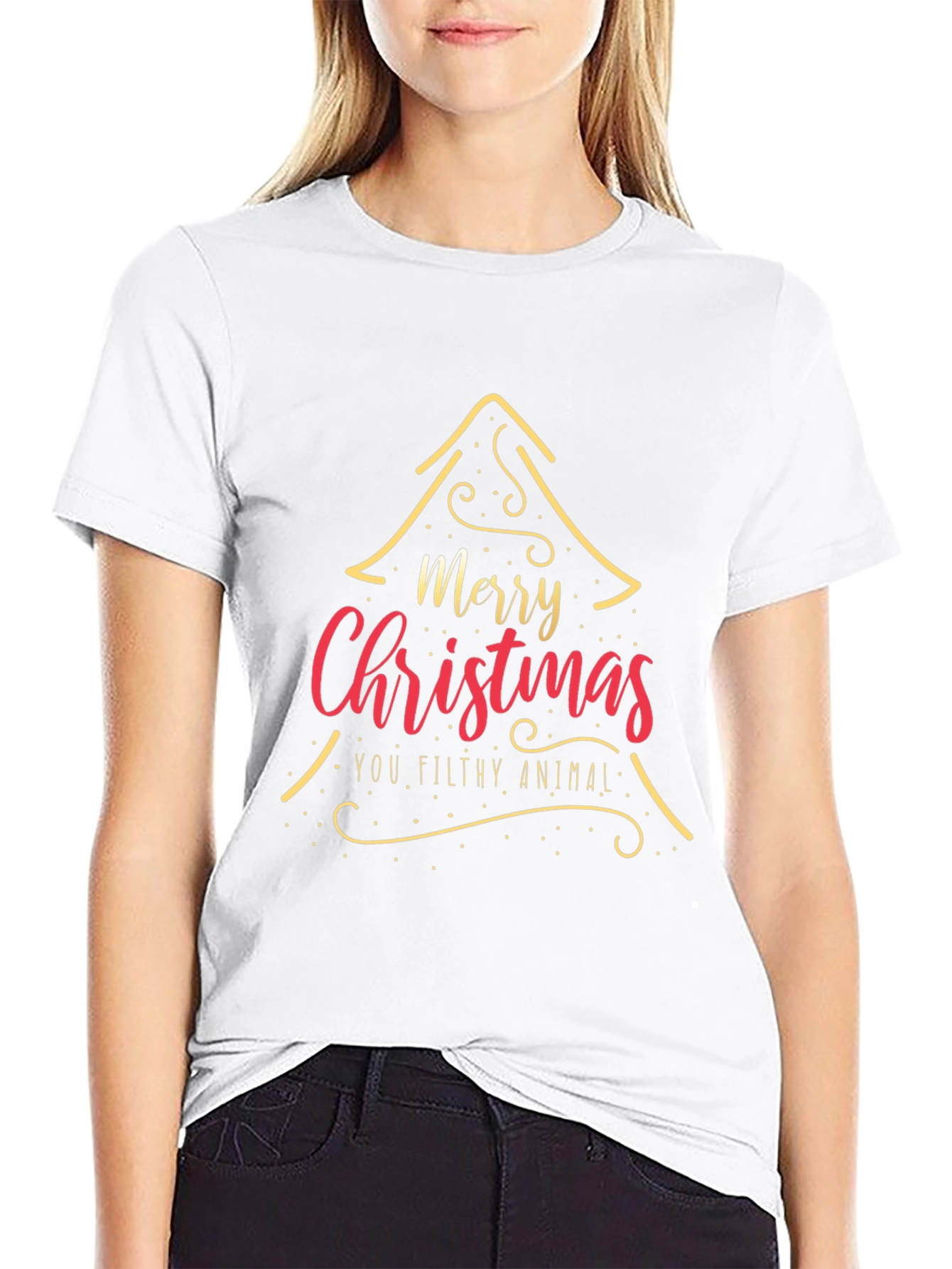 Merry Christmas You Filthy Animal Black T-Shirt