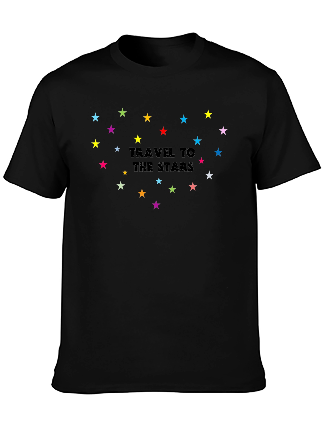 Travel to the Stars Graphic Black T-Shirt