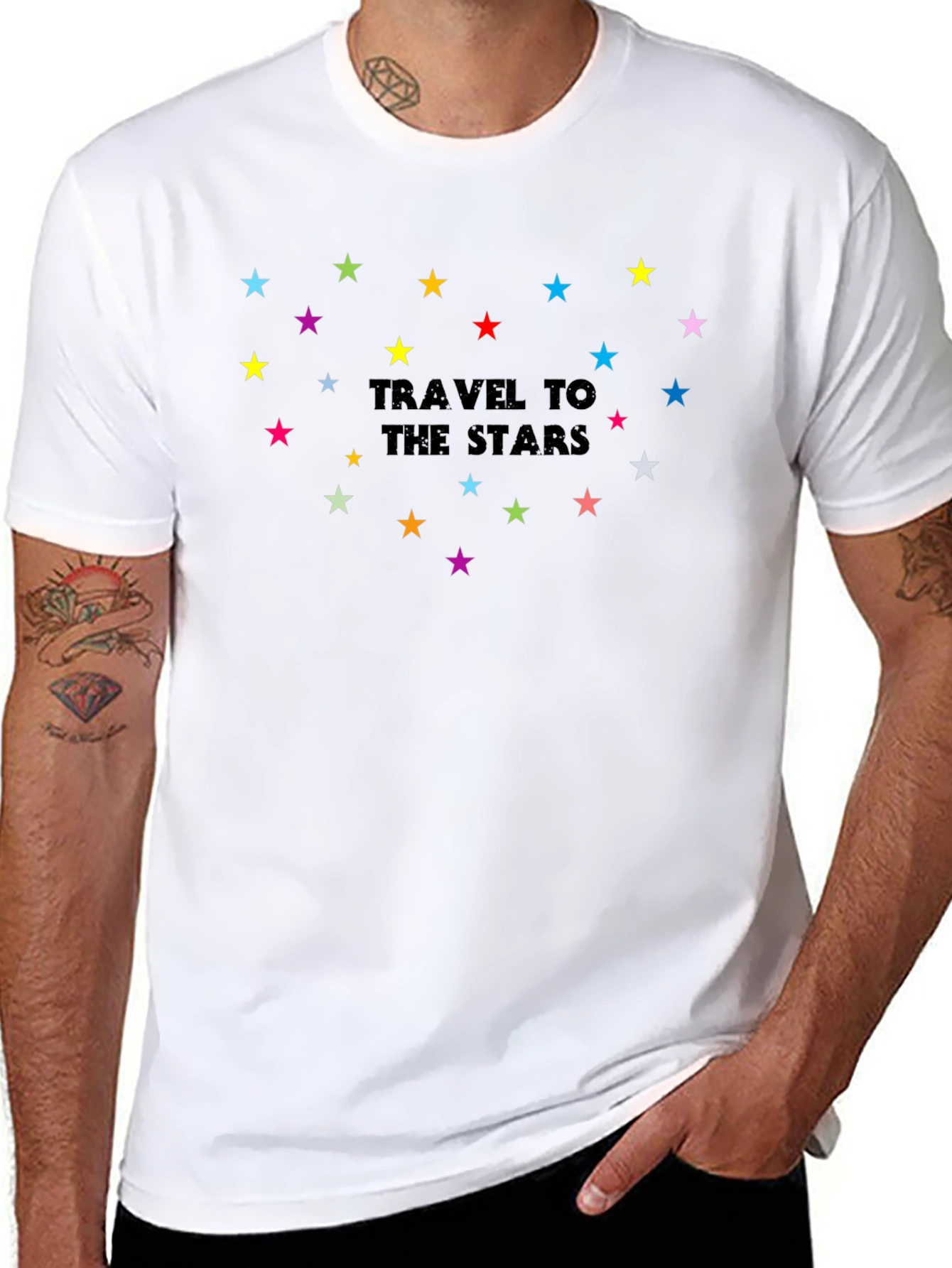 Travel to the Stars Graphic Black T-Shirt