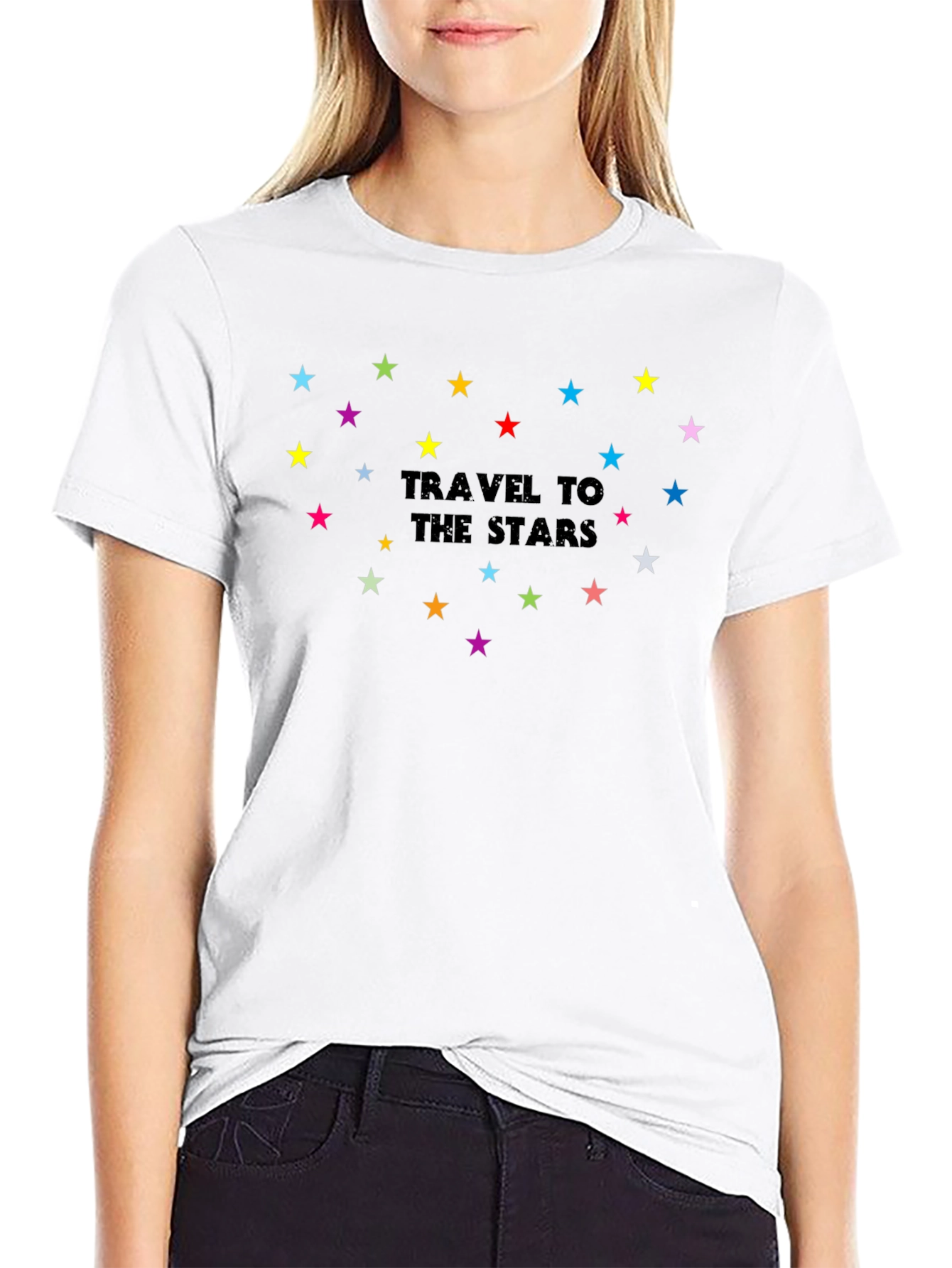 Travel to the Stars Graphic Black T-Shirt