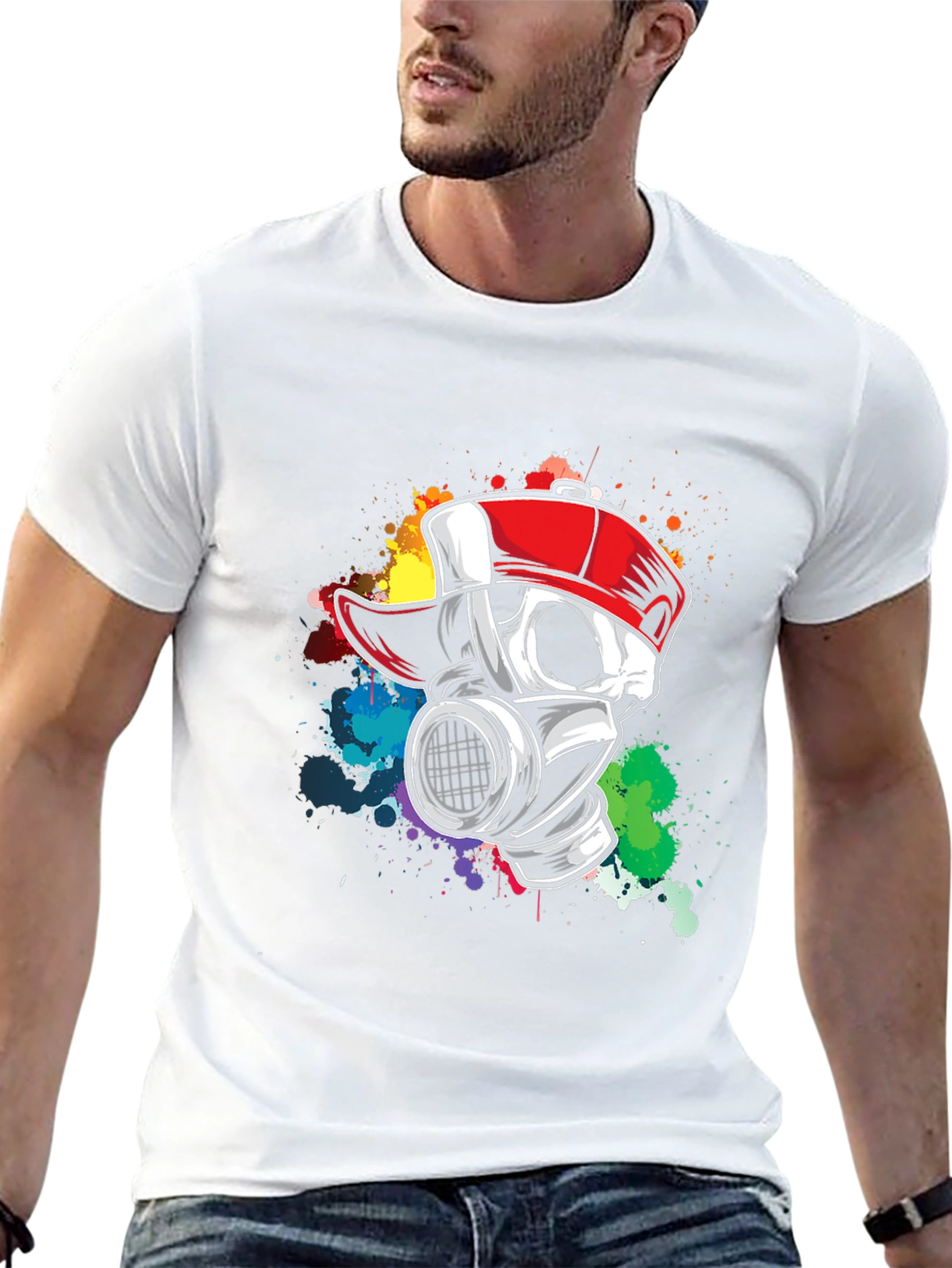 Urban Skull Gas Mask Graphic T-Shirt