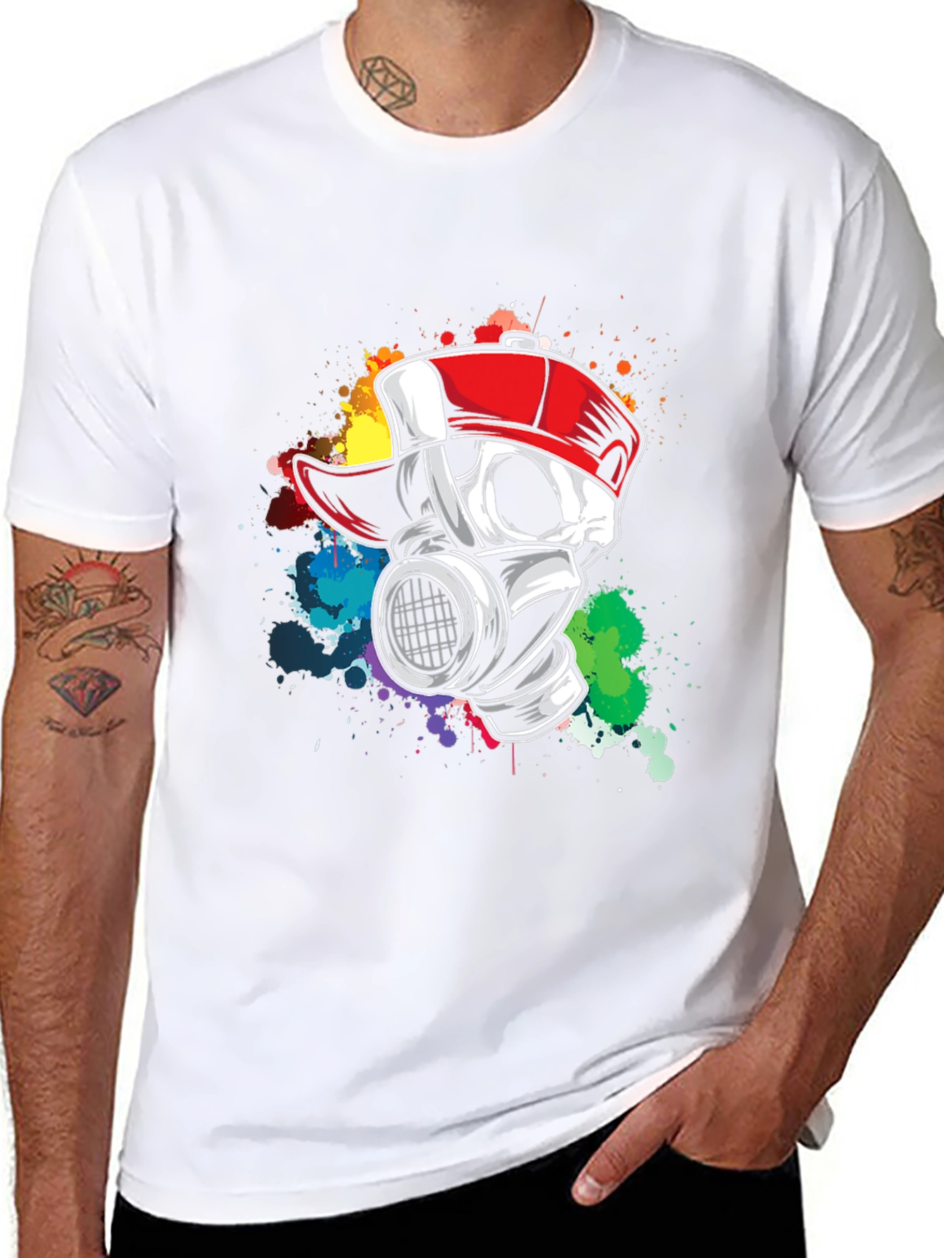 Urban Skull Gas Mask Graphic T-Shirt