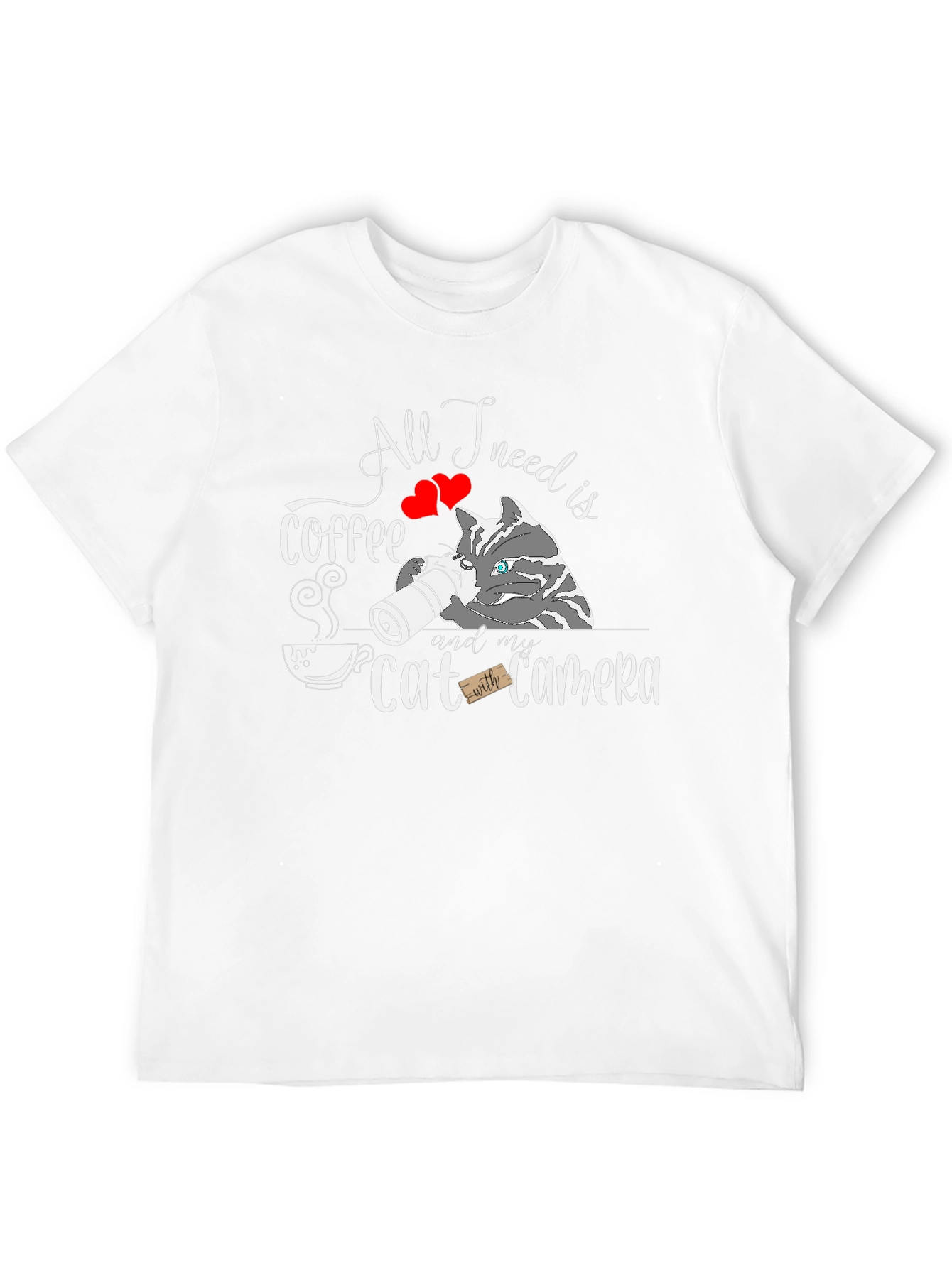 All I Need Is Coffee Cat Camera T-Shirt