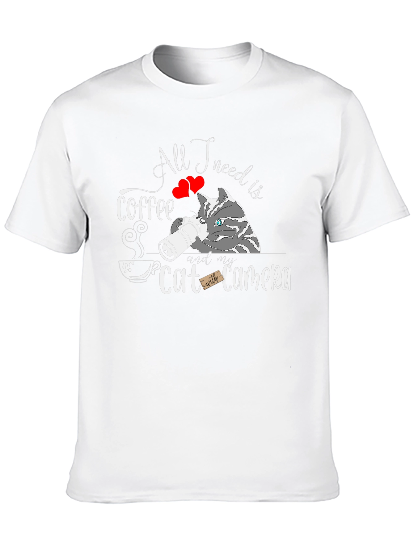 All I Need Is Coffee Cat Camera T-Shirt