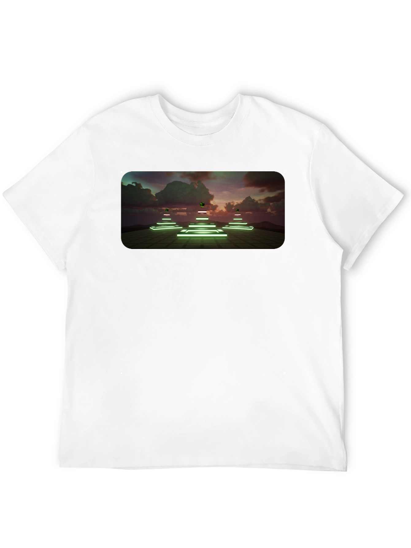 Neon Pyramid Graphic Tee - Unique Black T-Shirt