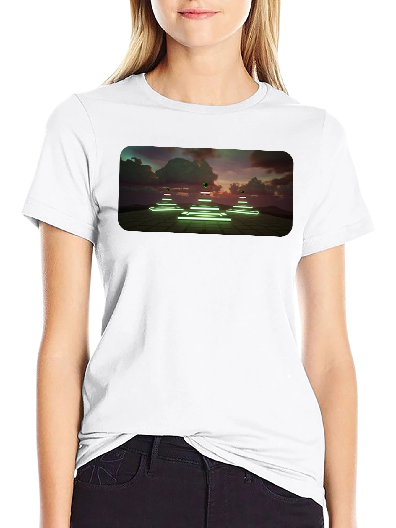 Neon Pyramid Graphic Tee - Unique Black T-Shirt