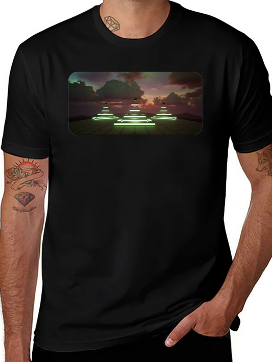 Neon Pyramid Graphic Tee - Unique Black T-Shirt