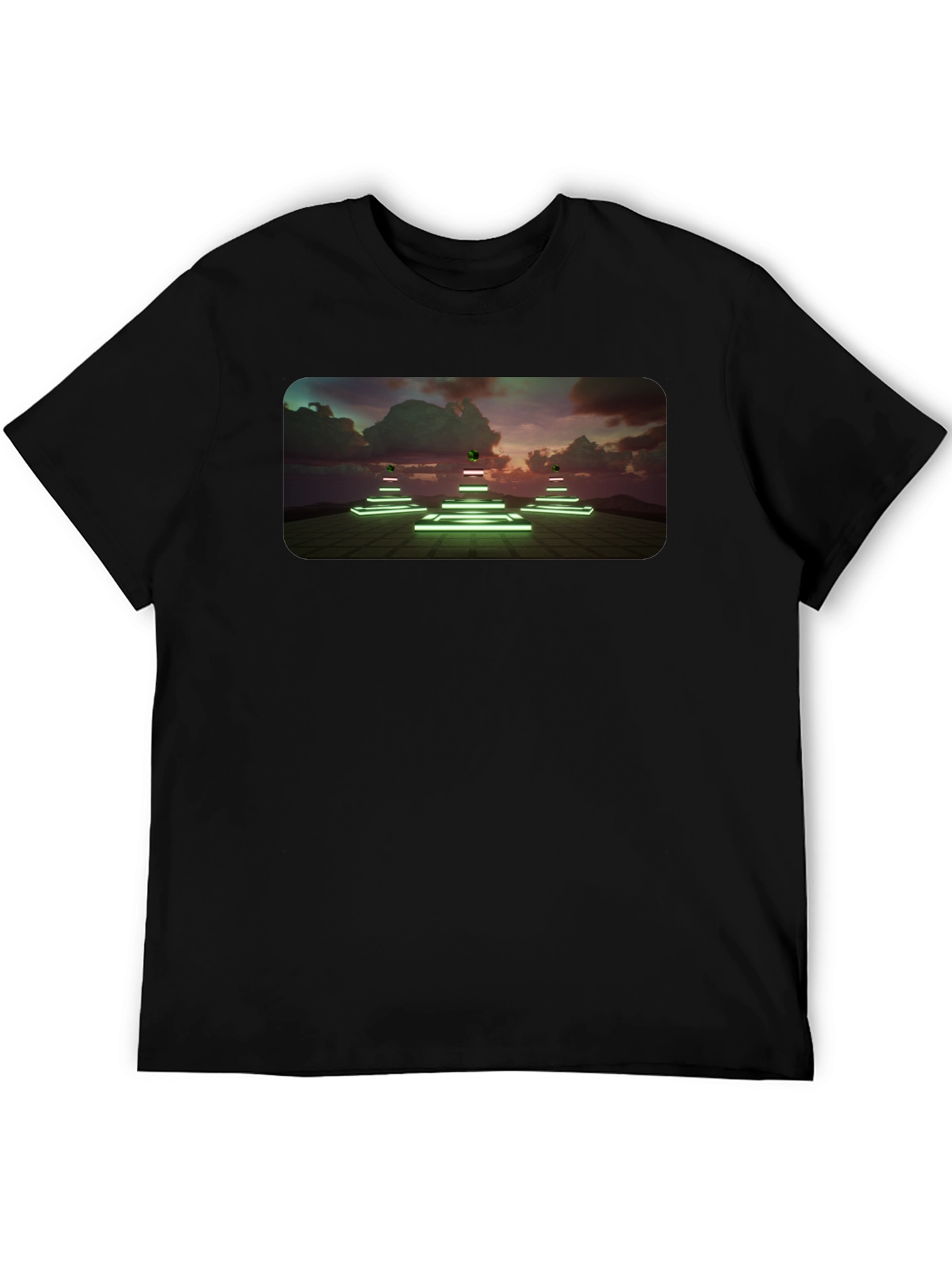 Neon Pyramid Graphic Tee - Unique Black T-Shirt