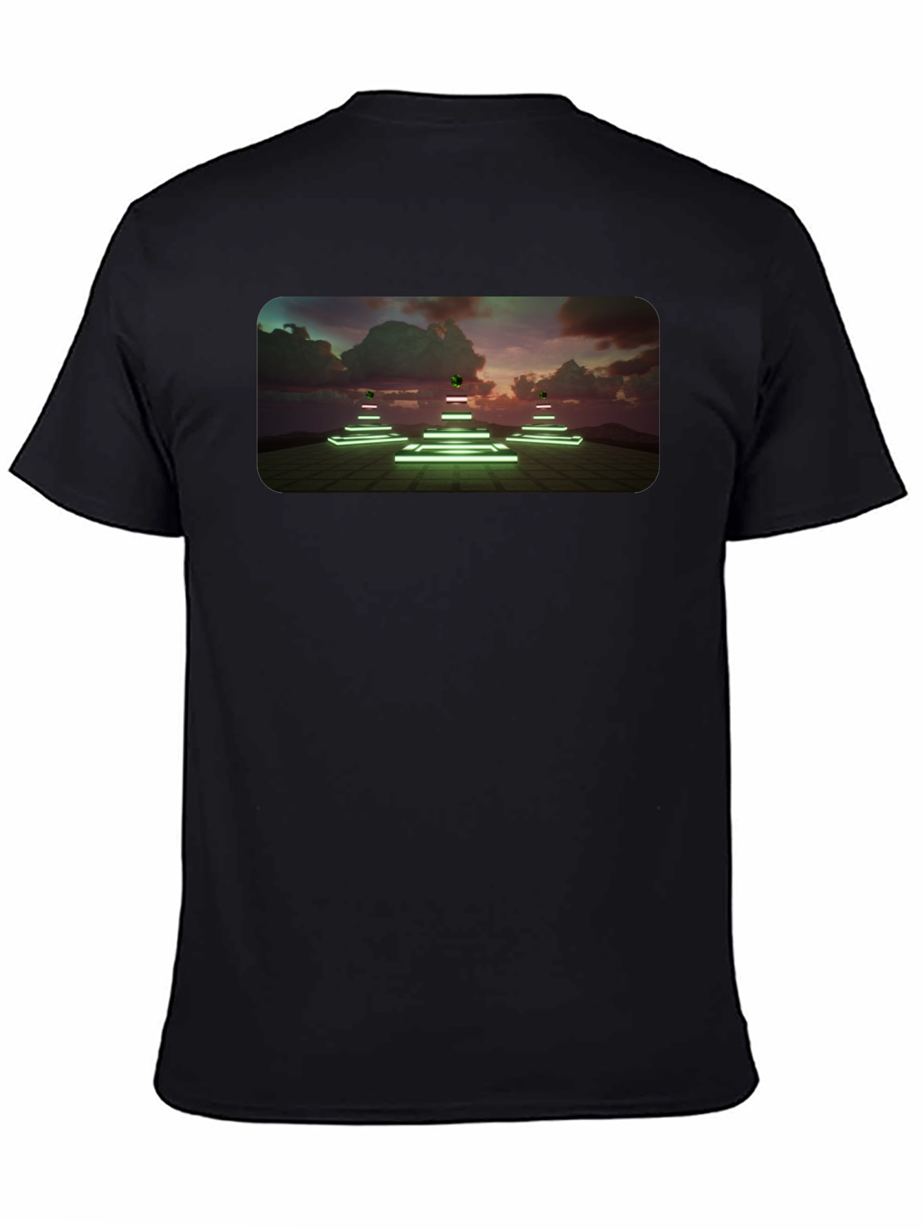 Neon Pyramid Graphic Tee - Unique Black T-Shirt
