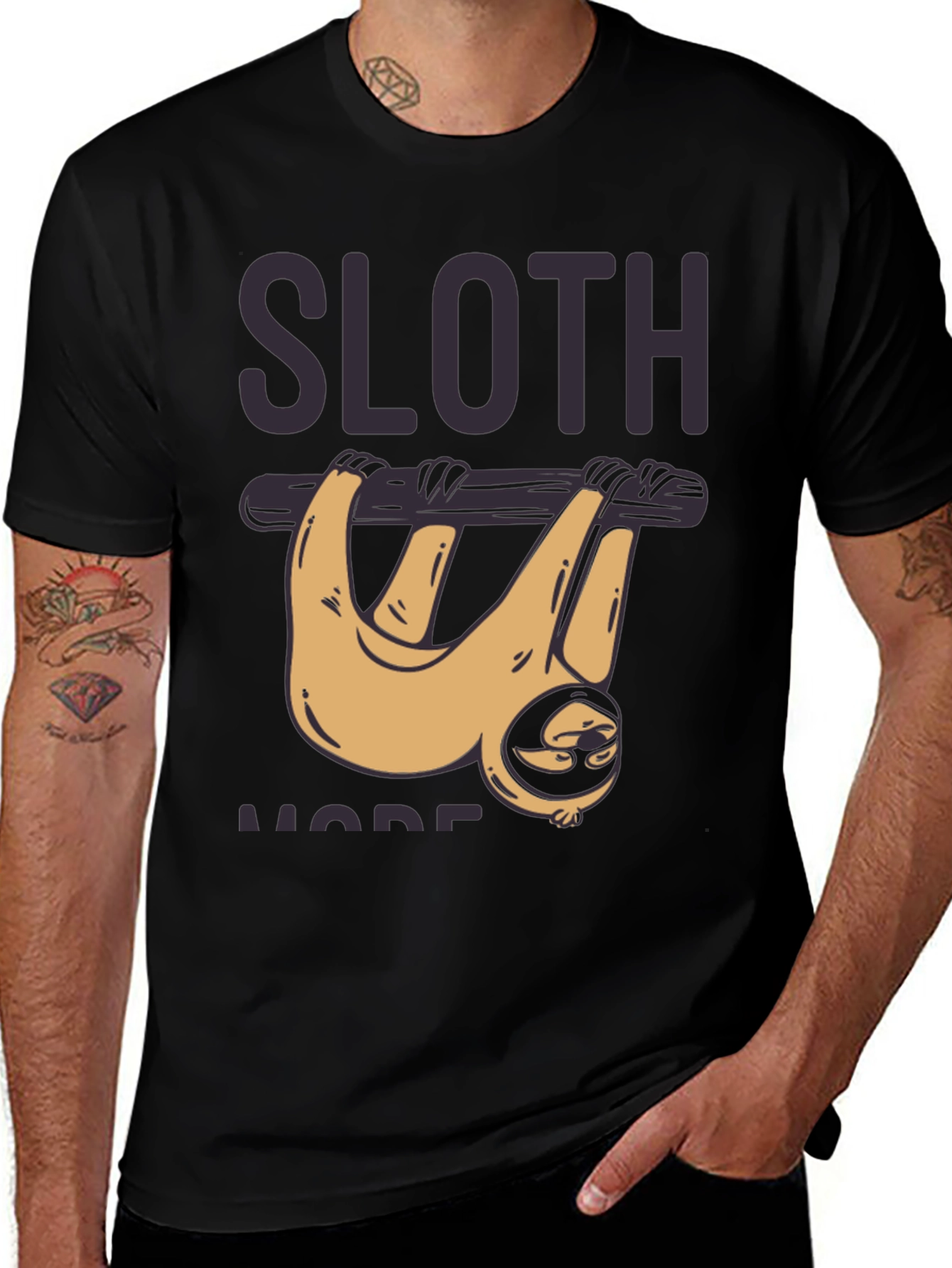 Sloth Mode Black T-Shirt - Lazy Days Apparel