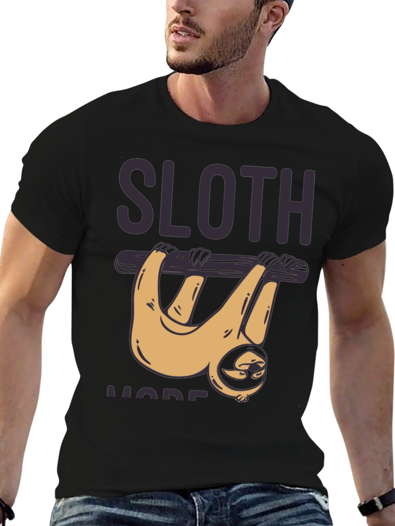 Sloth Mode Black T-Shirt - Lazy Days Apparel