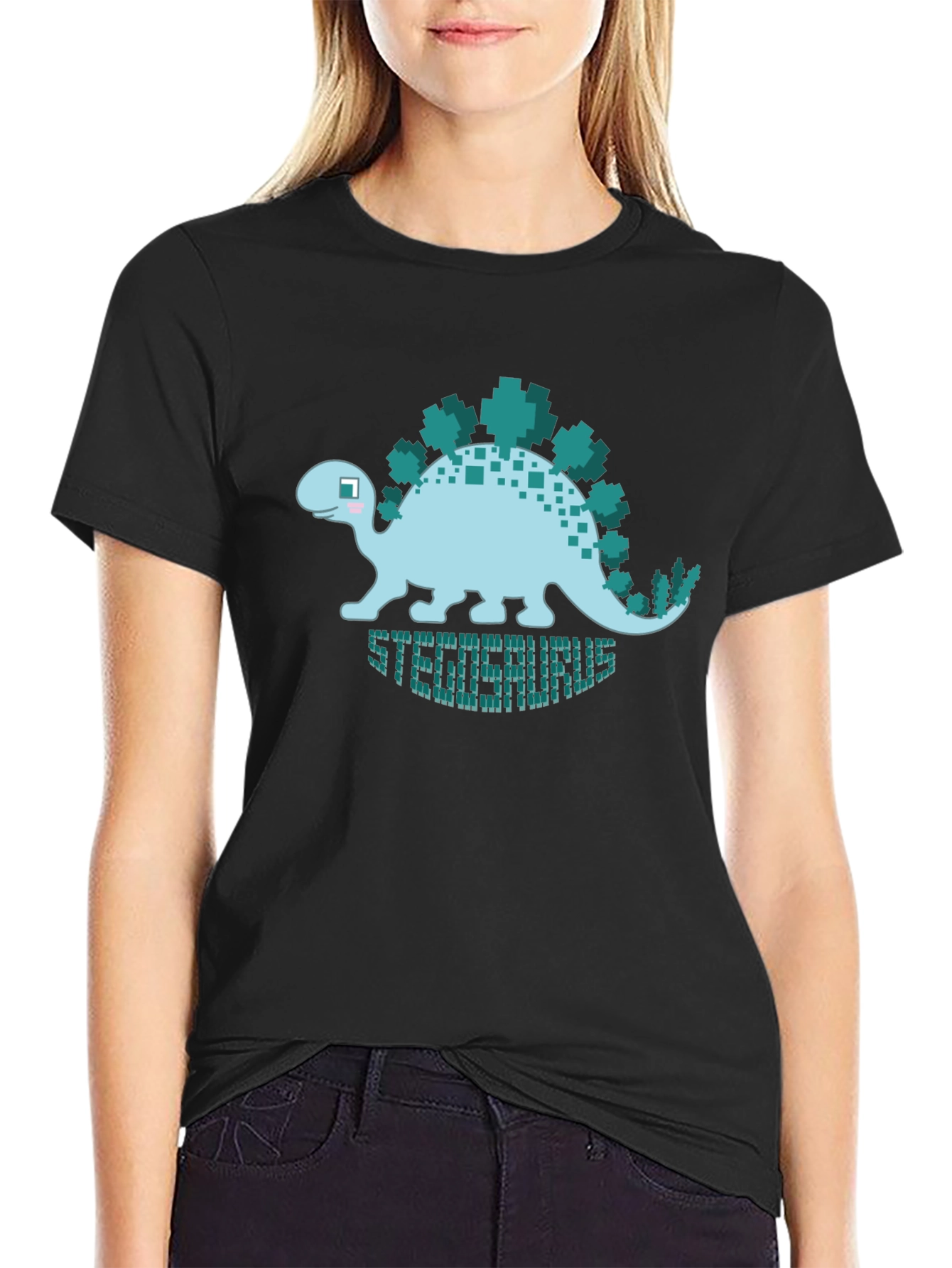 Pixelated Stegosaurus Graphic T-Shirt