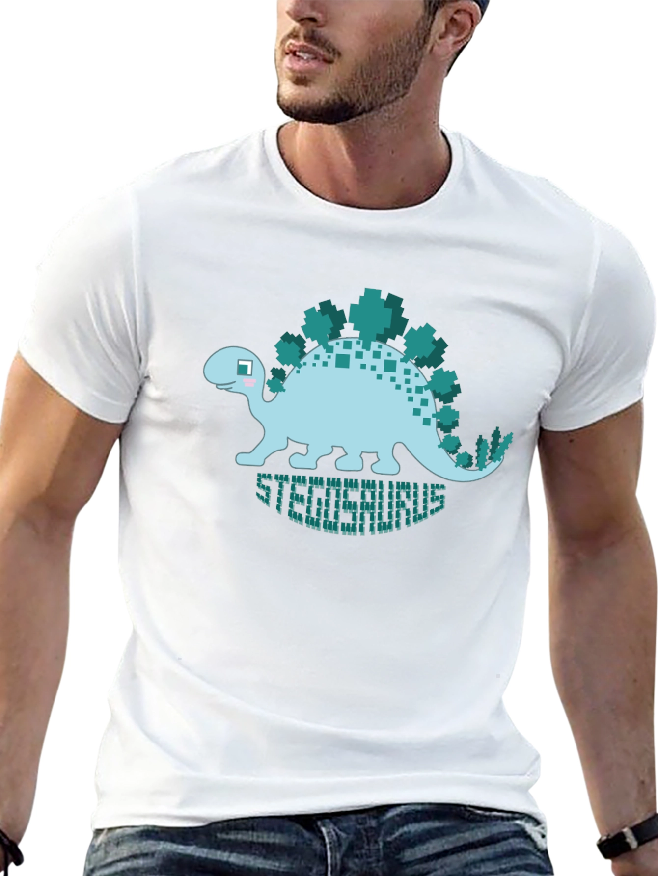 Pixelated Stegosaurus Graphic T-Shirt