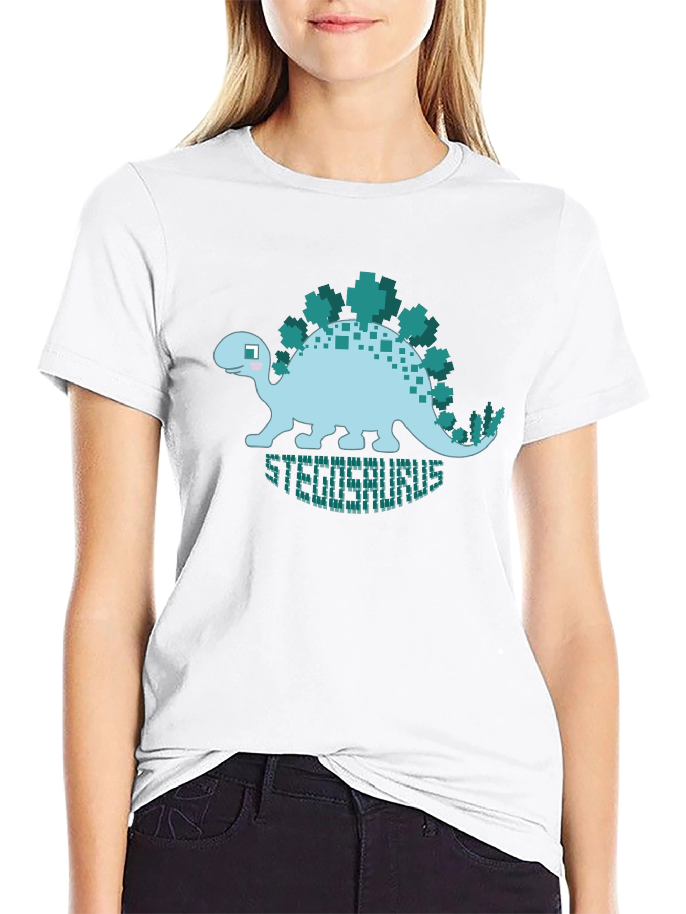 Pixelated Stegosaurus Graphic T-Shirt