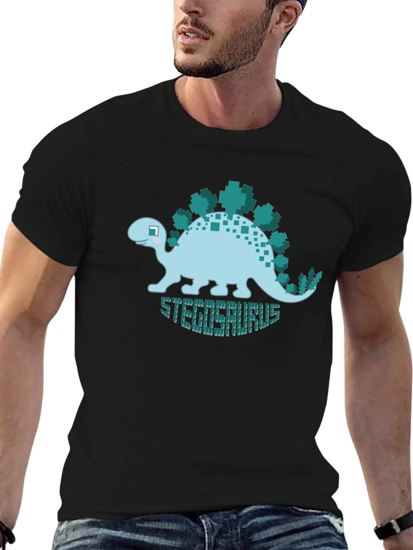 Pixelated Stegosaurus Graphic T-Shirt