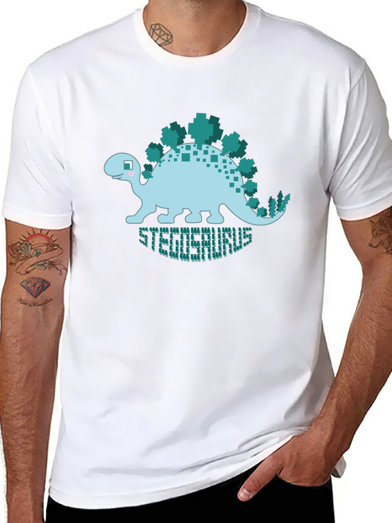 Pixelated Stegosaurus Graphic T-Shirt