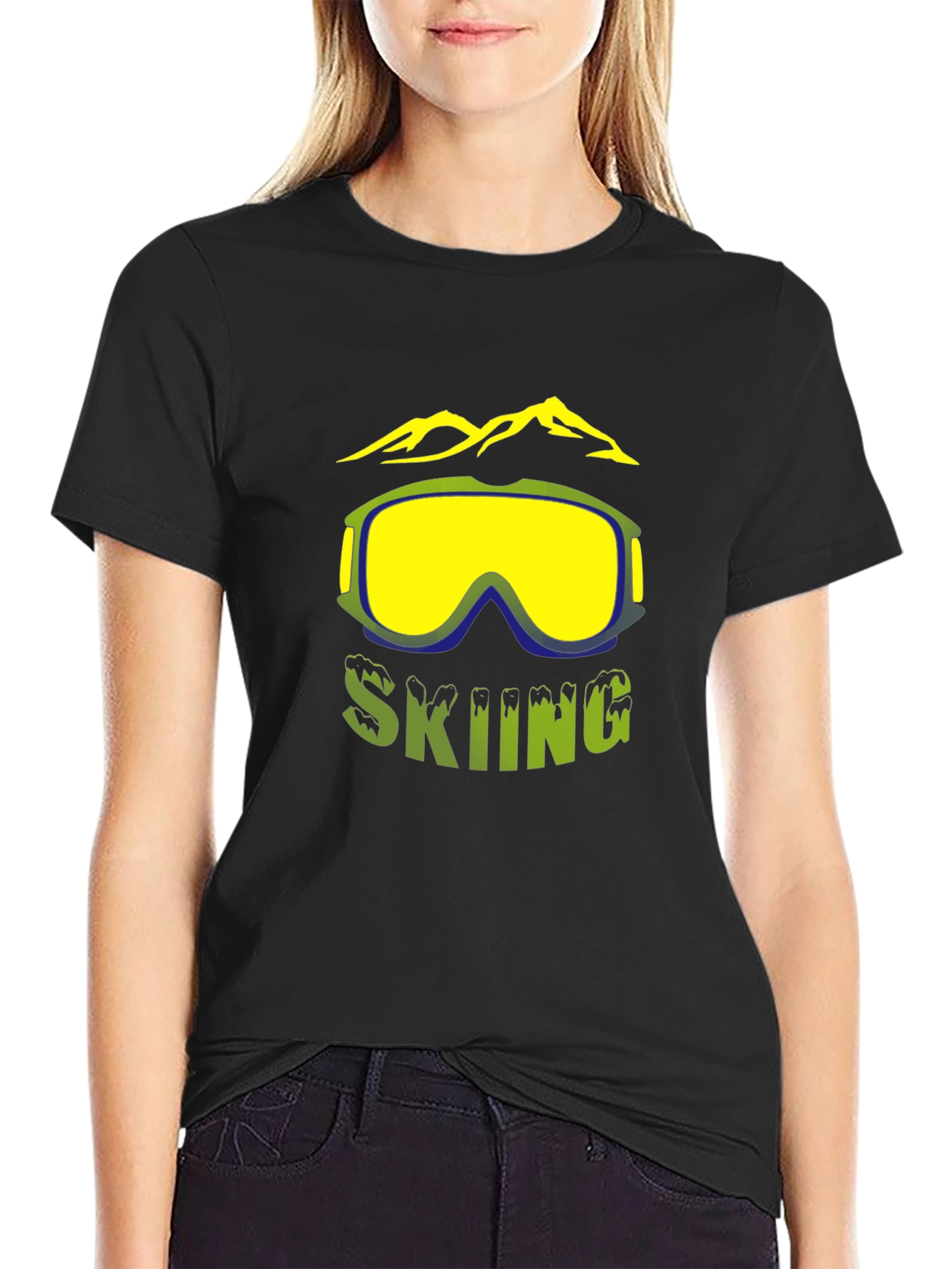 Skiing Graphic T-Shirt - Mountain & Goggles Design