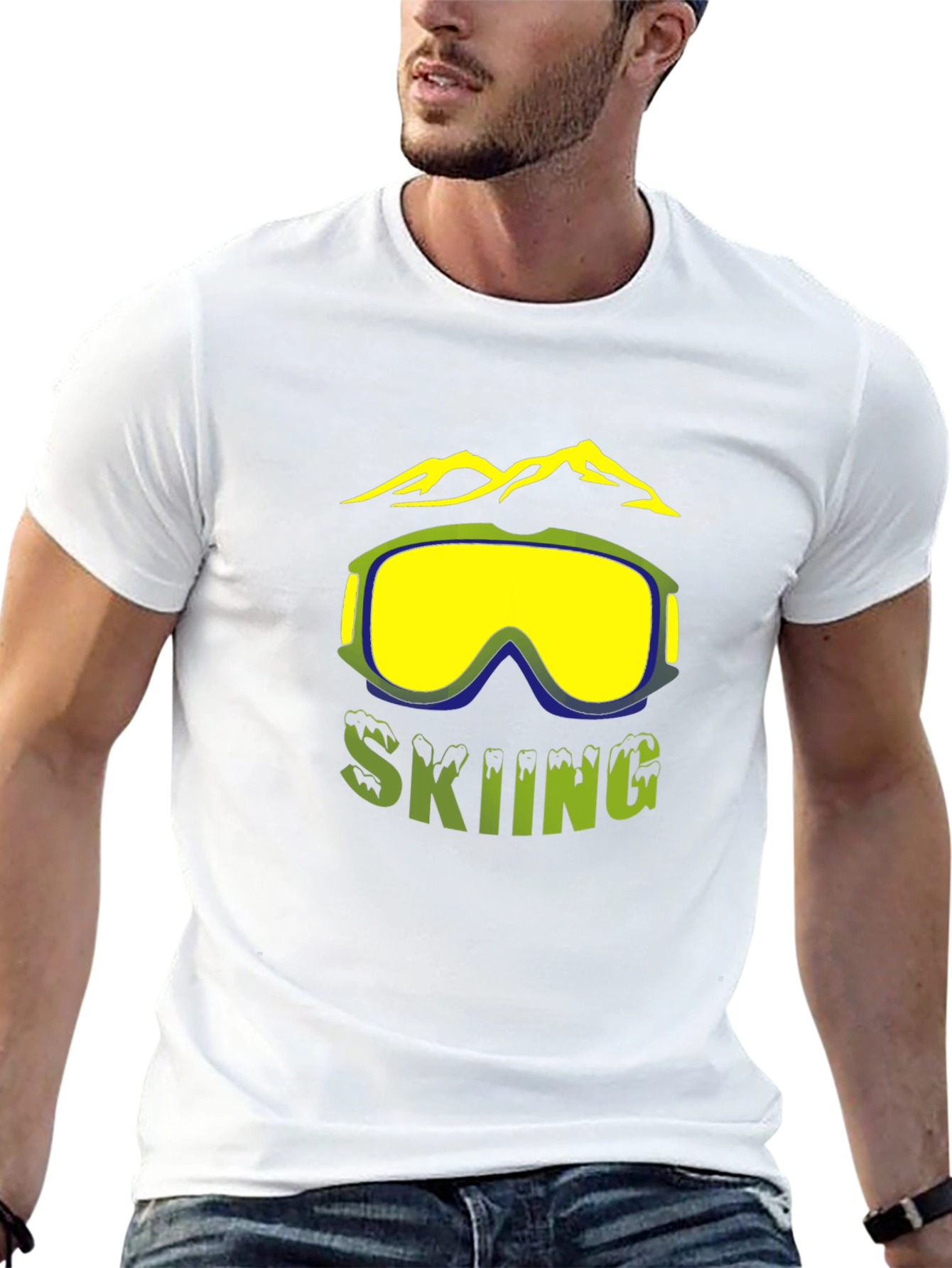 Skiing Graphic T-Shirt - Mountain & Goggles Design