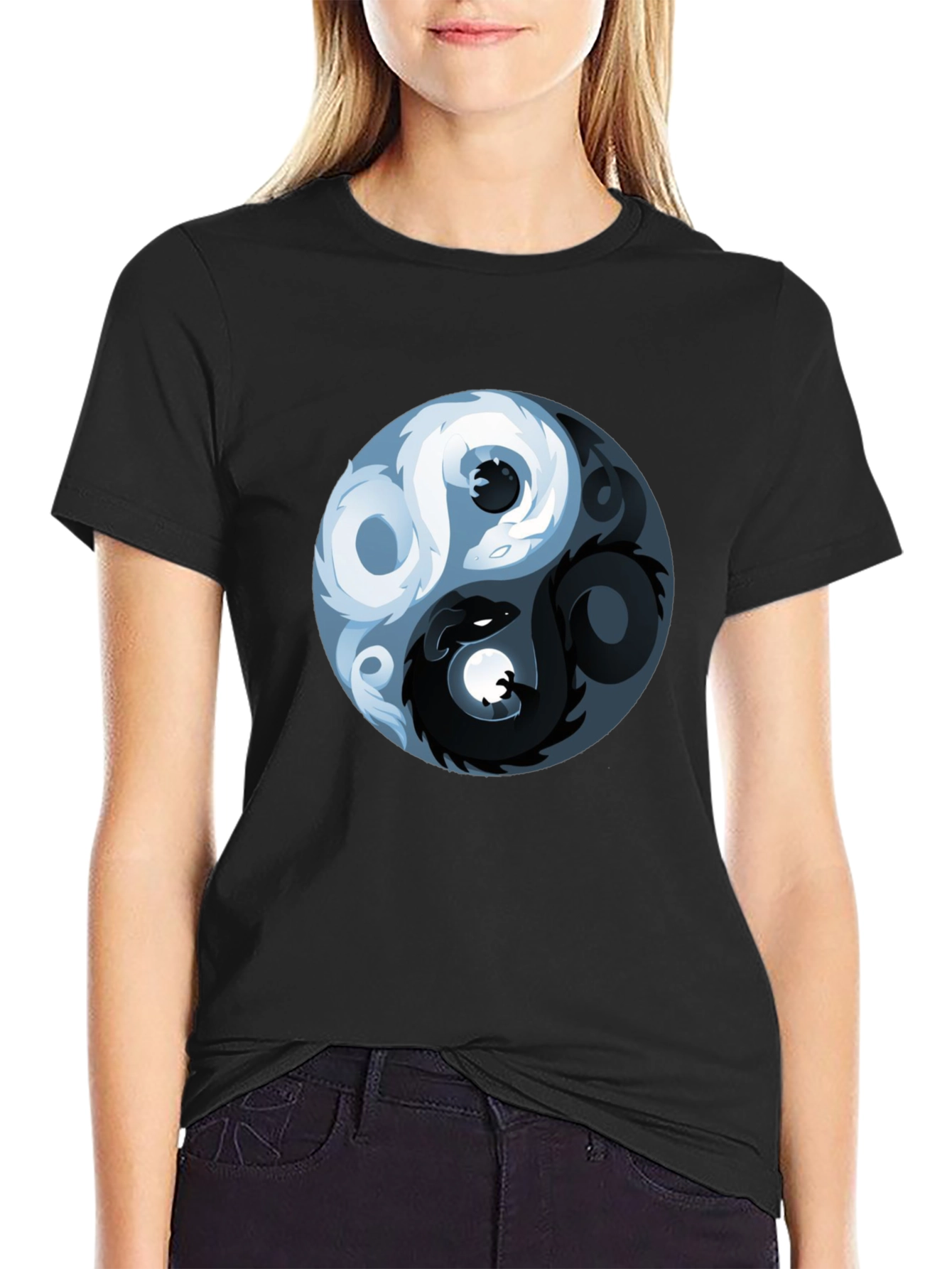Yin Yang Dragon Graphic T-Shirt