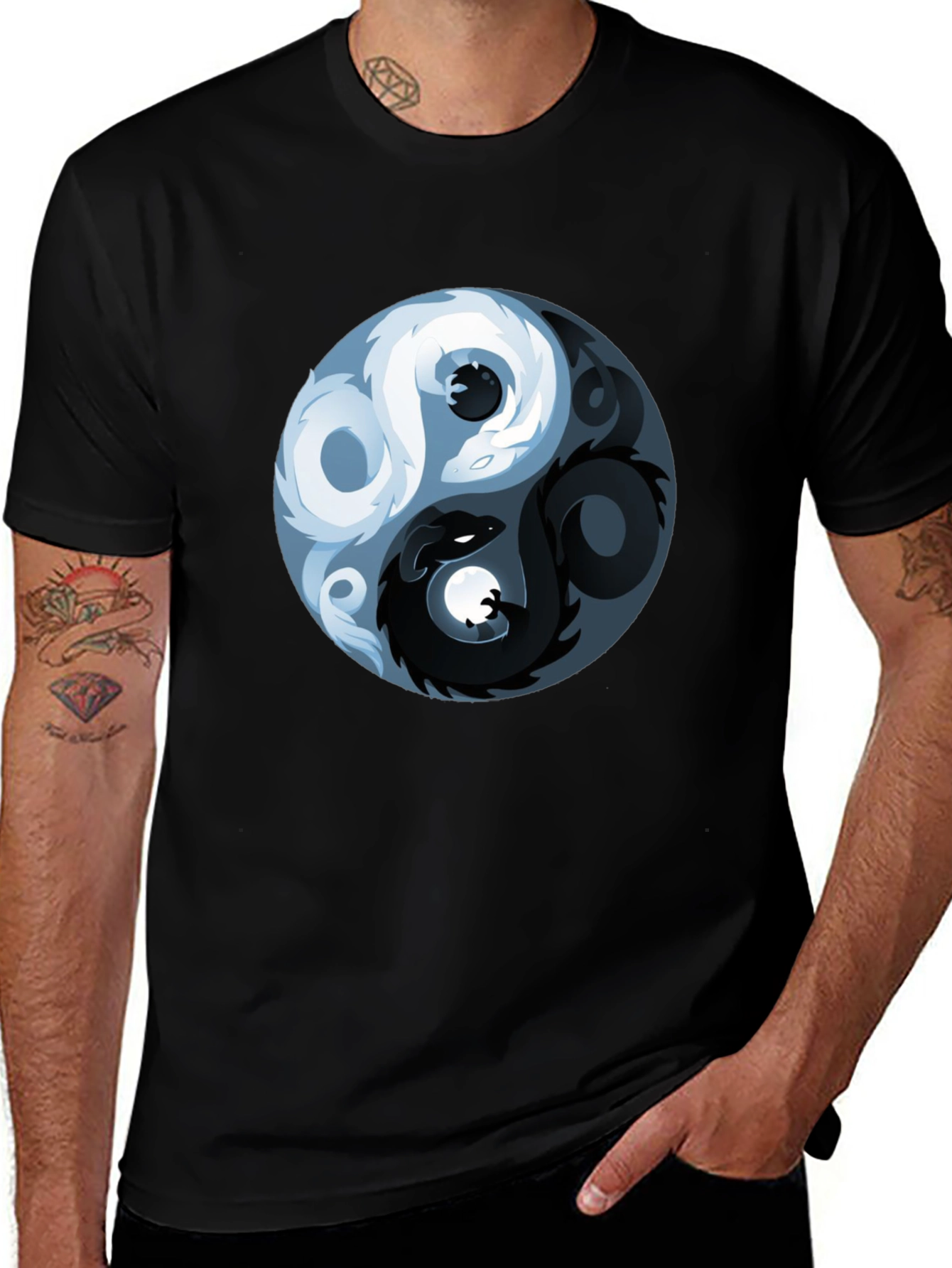 Yin Yang Dragon Graphic T-Shirt