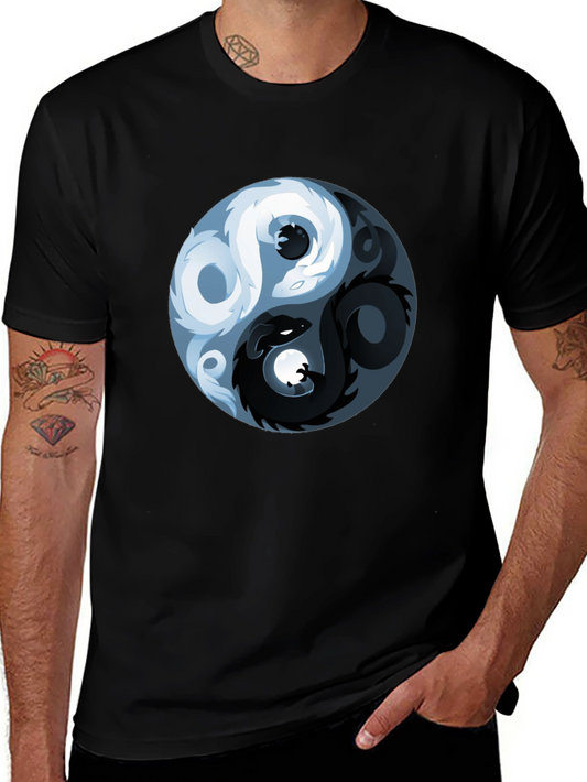 Yin Yang Dragon Graphic T-Shirt
