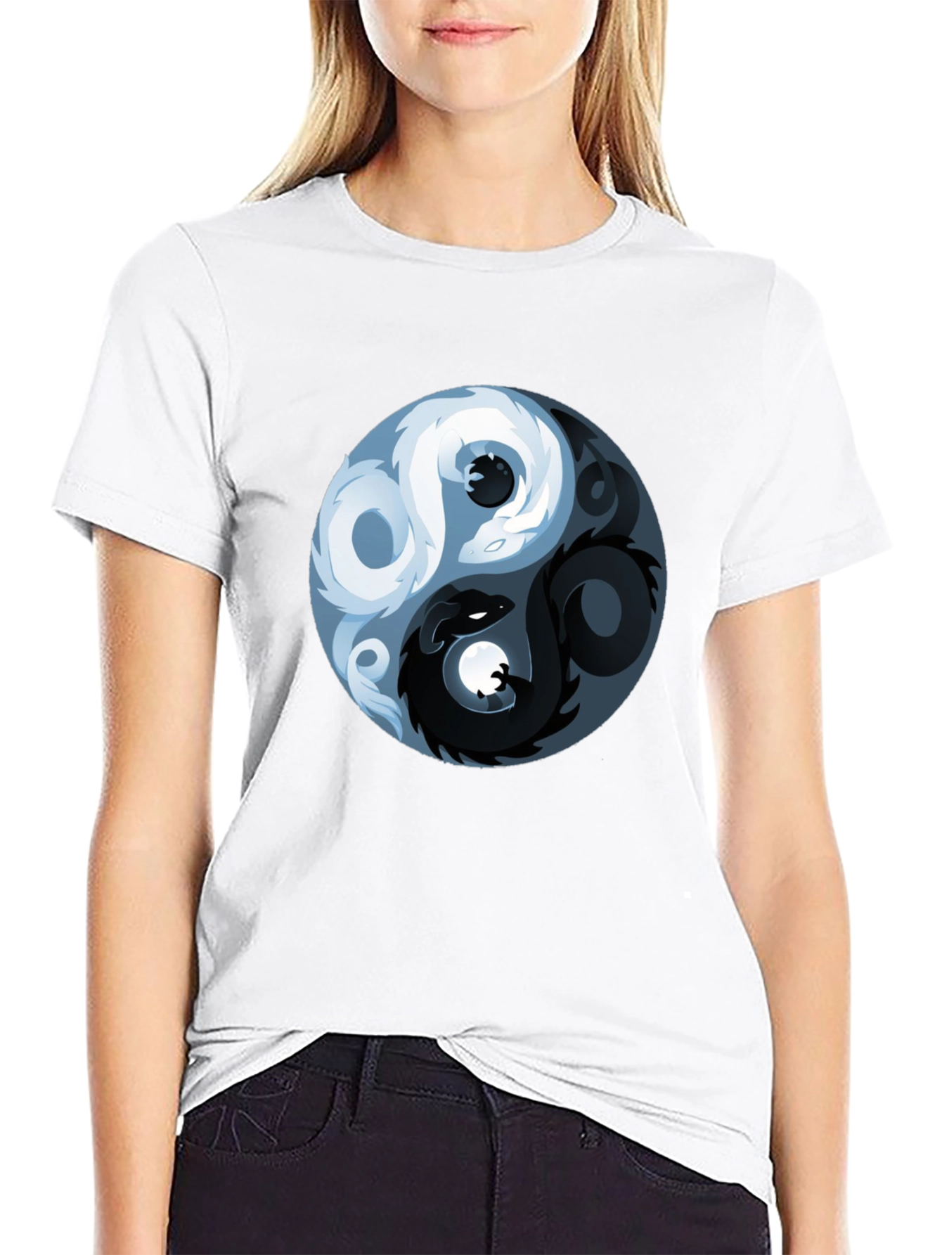 Yin Yang Dragon Graphic T-Shirt