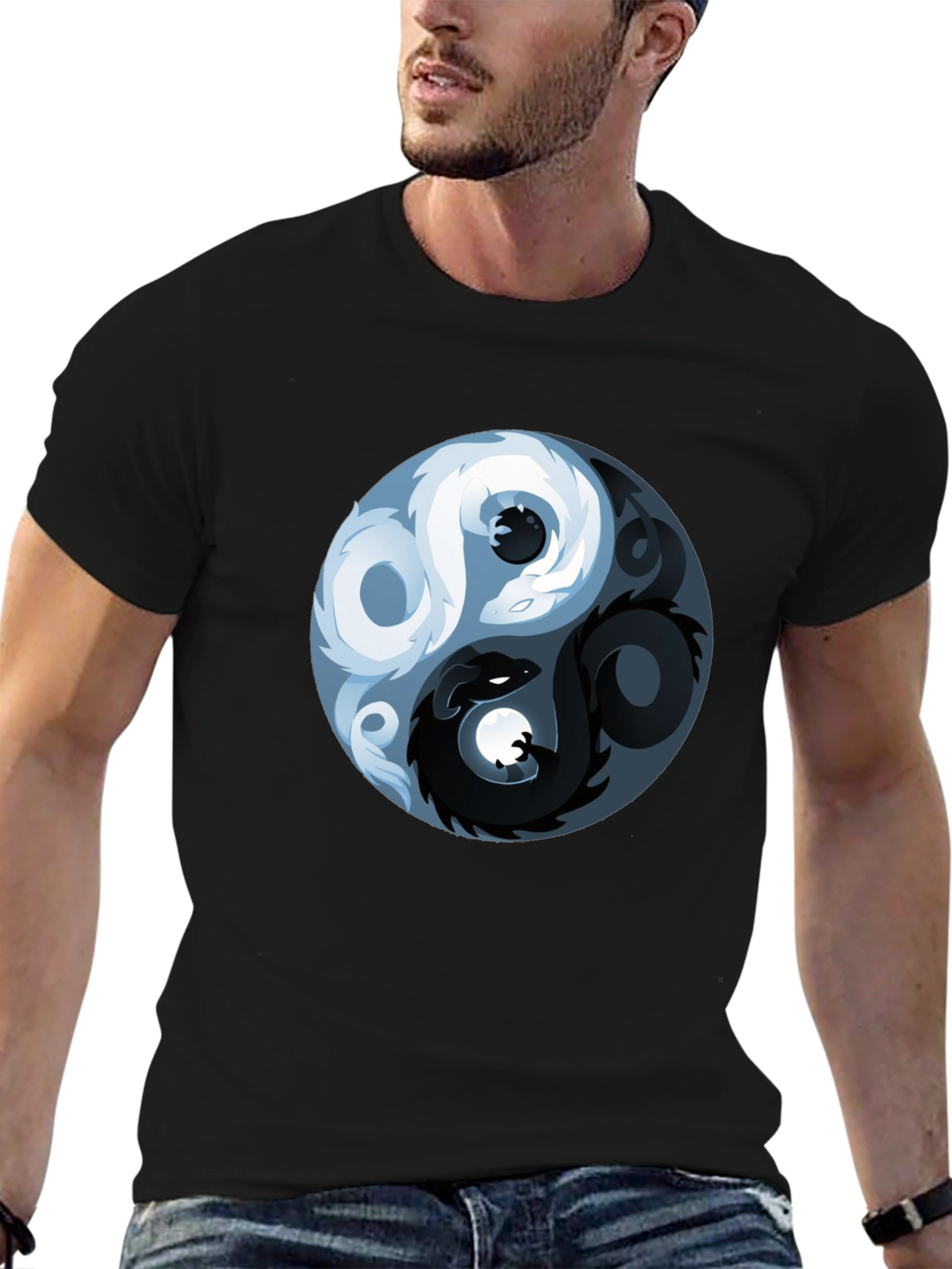 Yin Yang Dragon Graphic T-Shirt