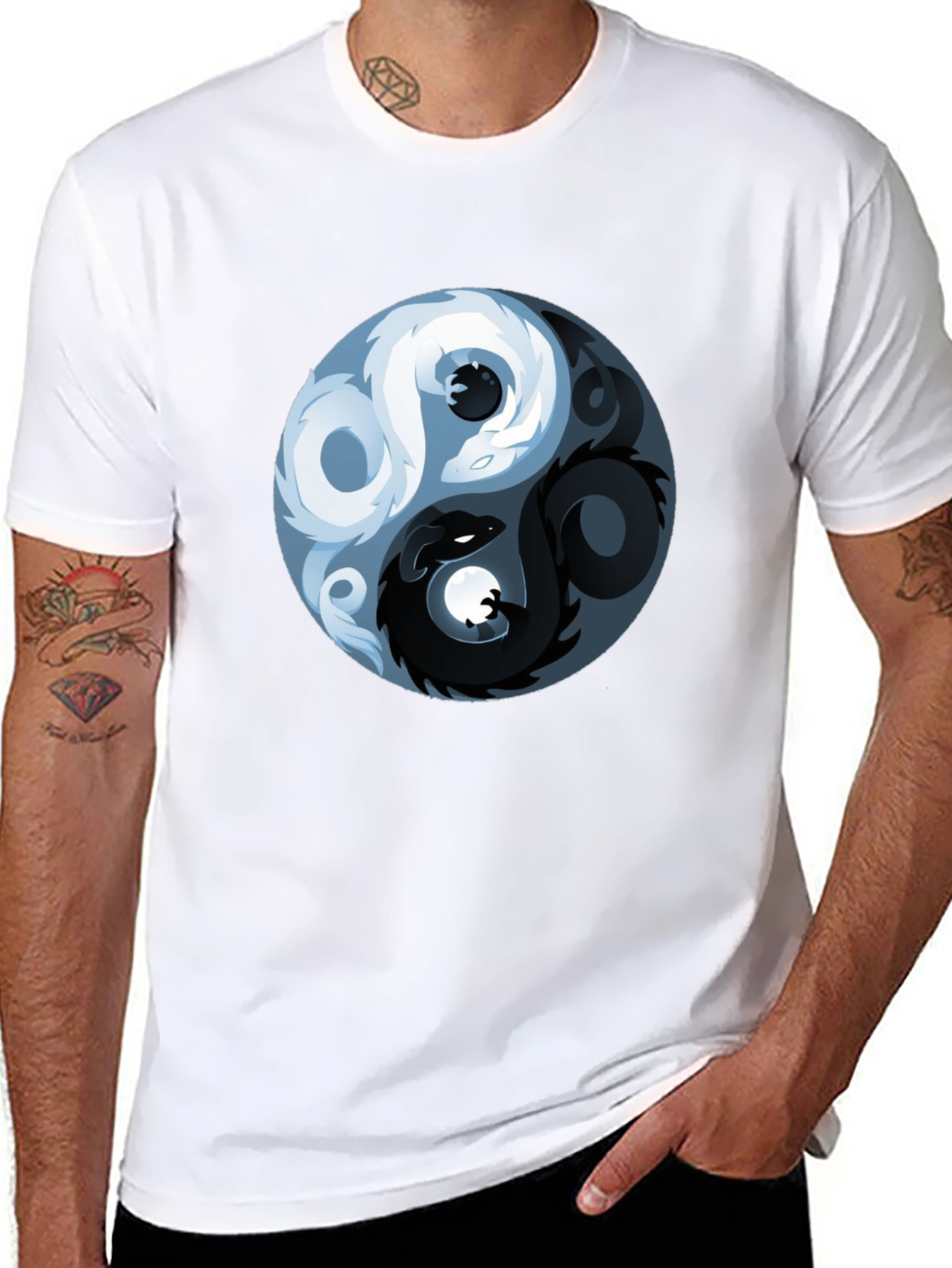Yin Yang Dragon Graphic T-Shirt