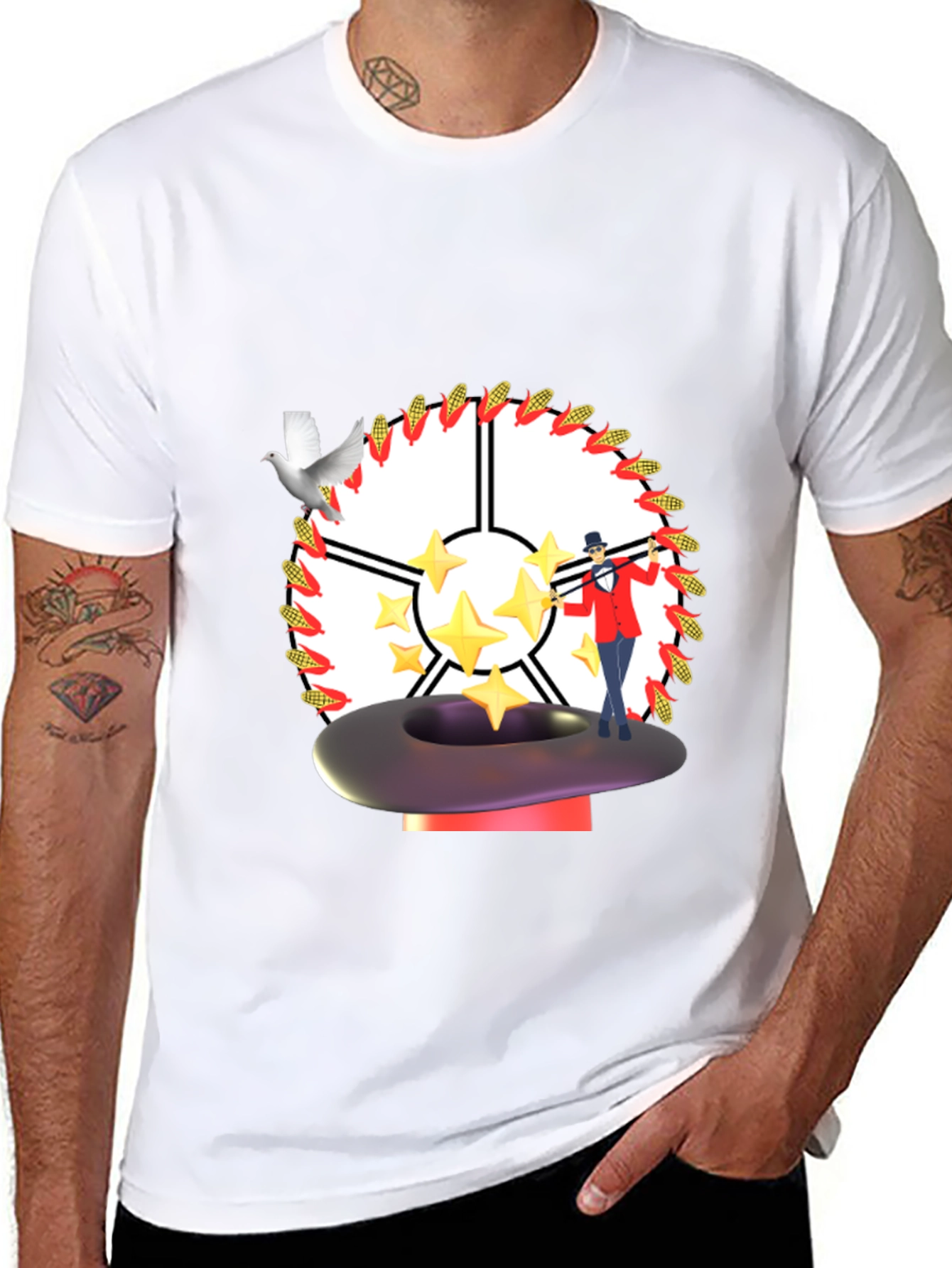 Magical T-Shirt - Dove Star Magician Design