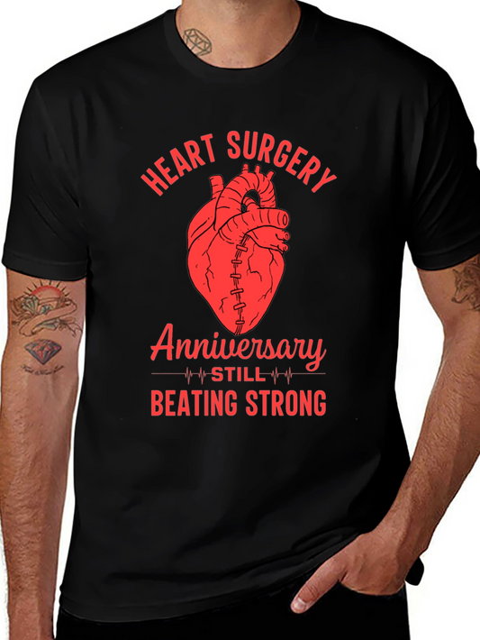 Heart Surgery Anniversary Beating Strong Graphic Tee