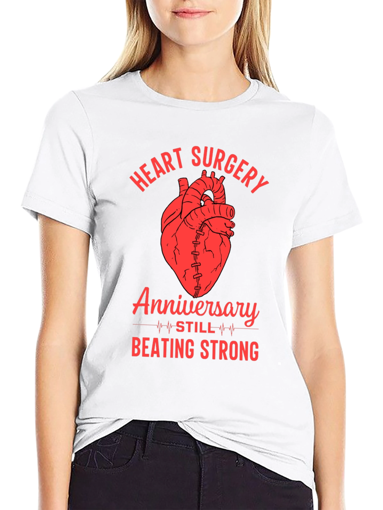 Heart Surgery Anniversary Beating Strong Graphic Tee