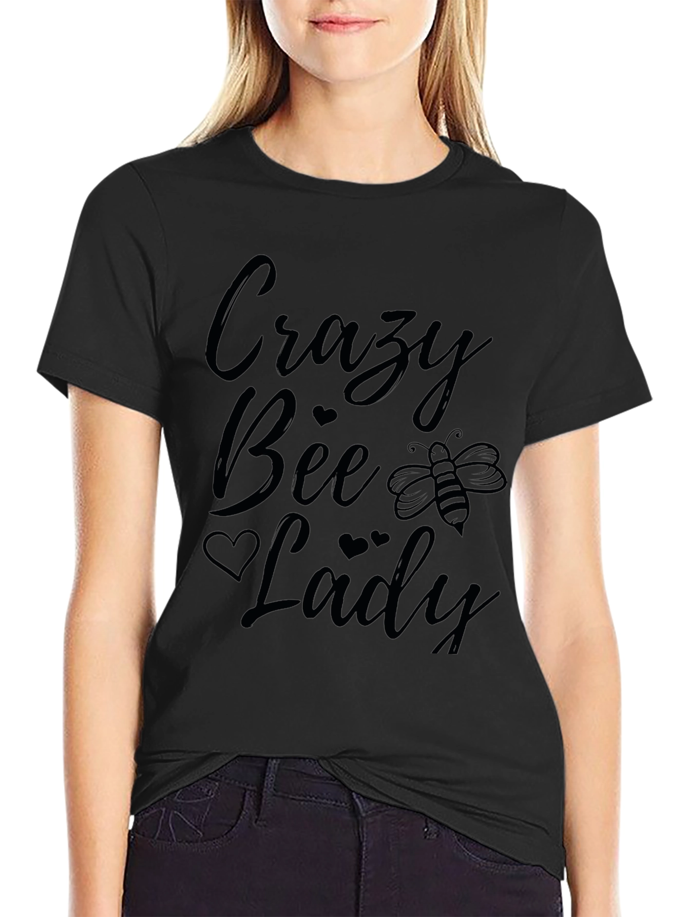 Crazy Bee Lady Graphic T-Shirt - Black